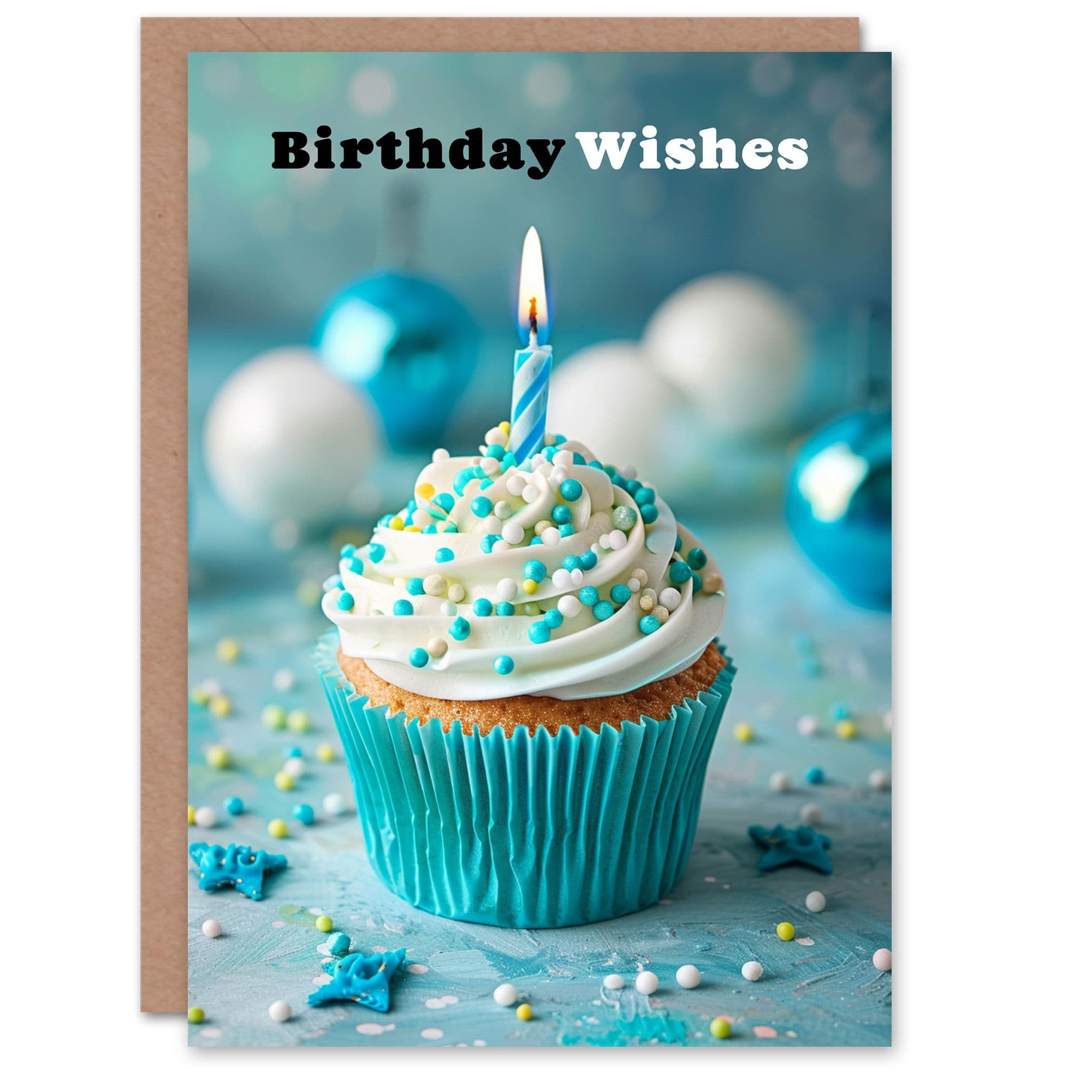 Birthday Card Cupcake Candle Wishes Greeting Card