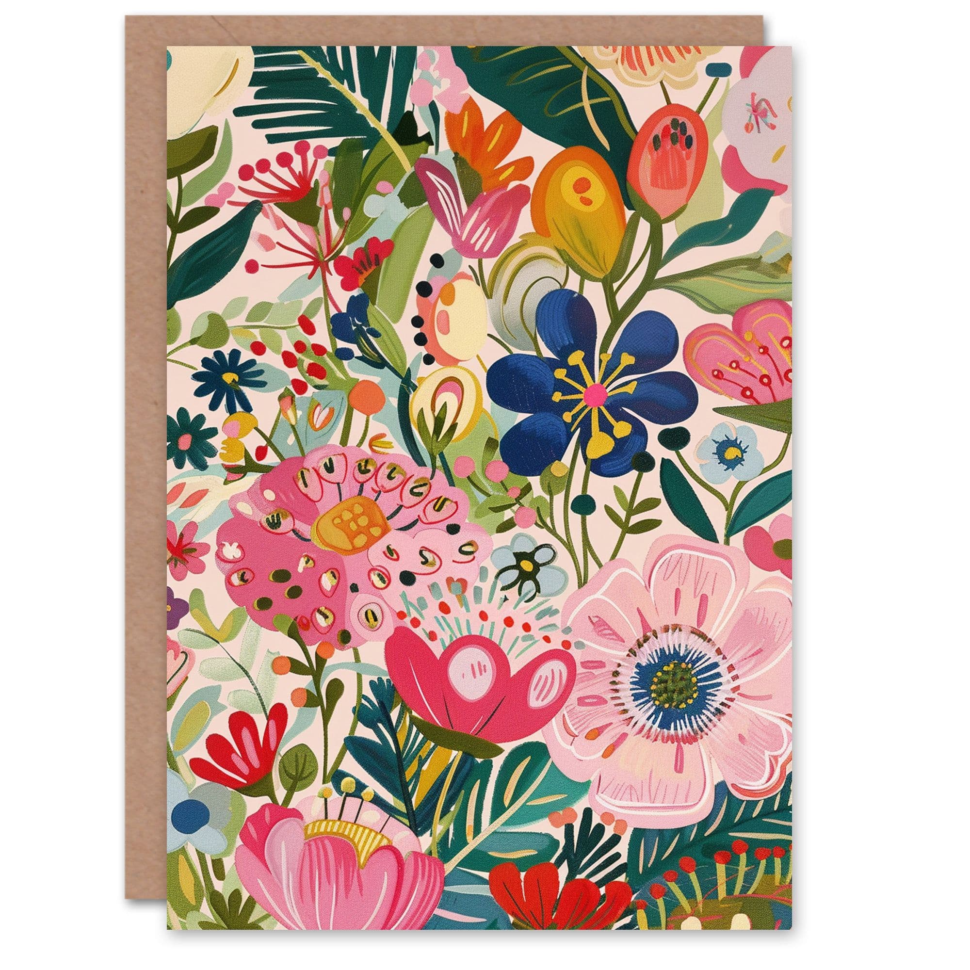 Birthday Card Colourful Watercolour Flower Pattern Design