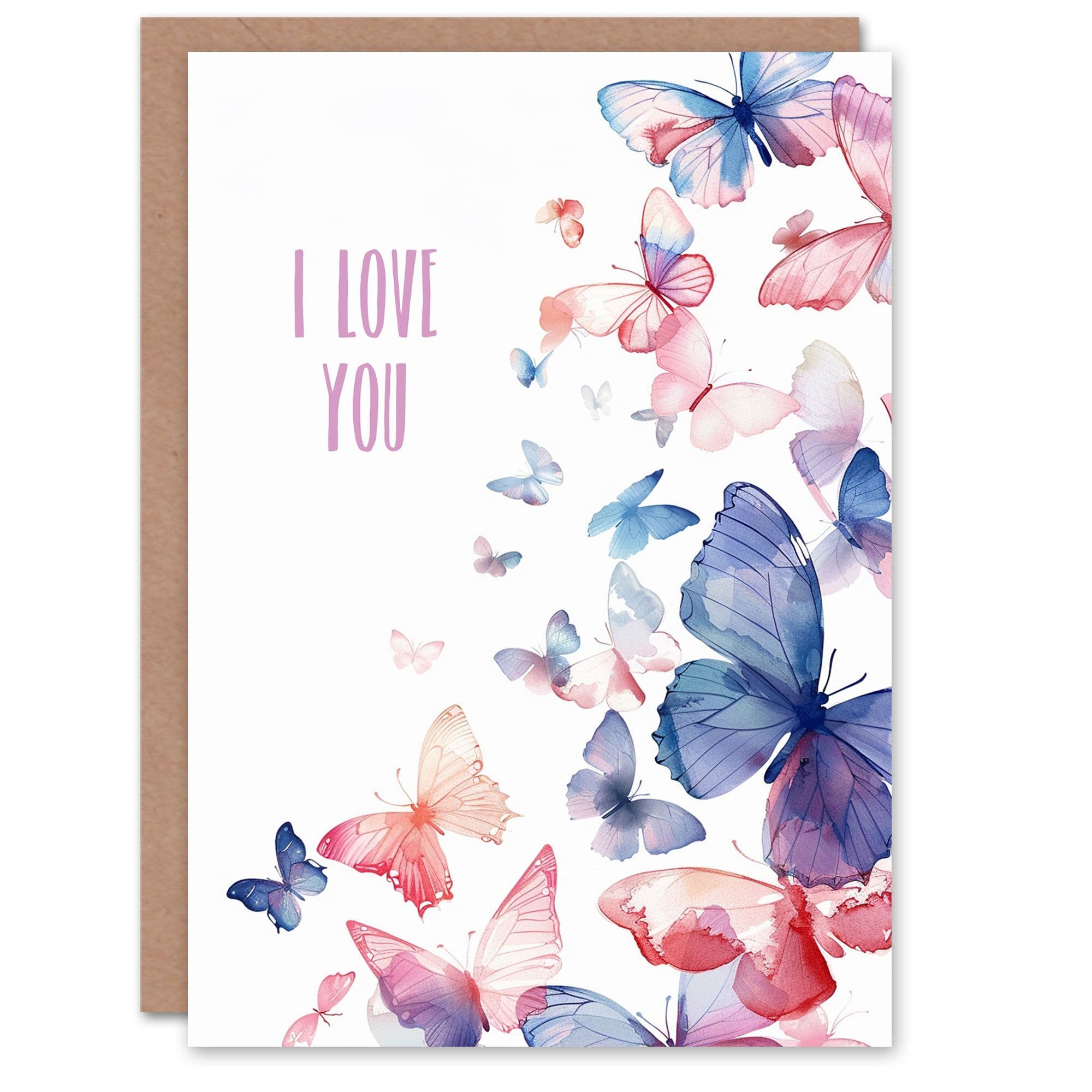 Anniversary Card Love You Butterfly Watercolour Bright Design
