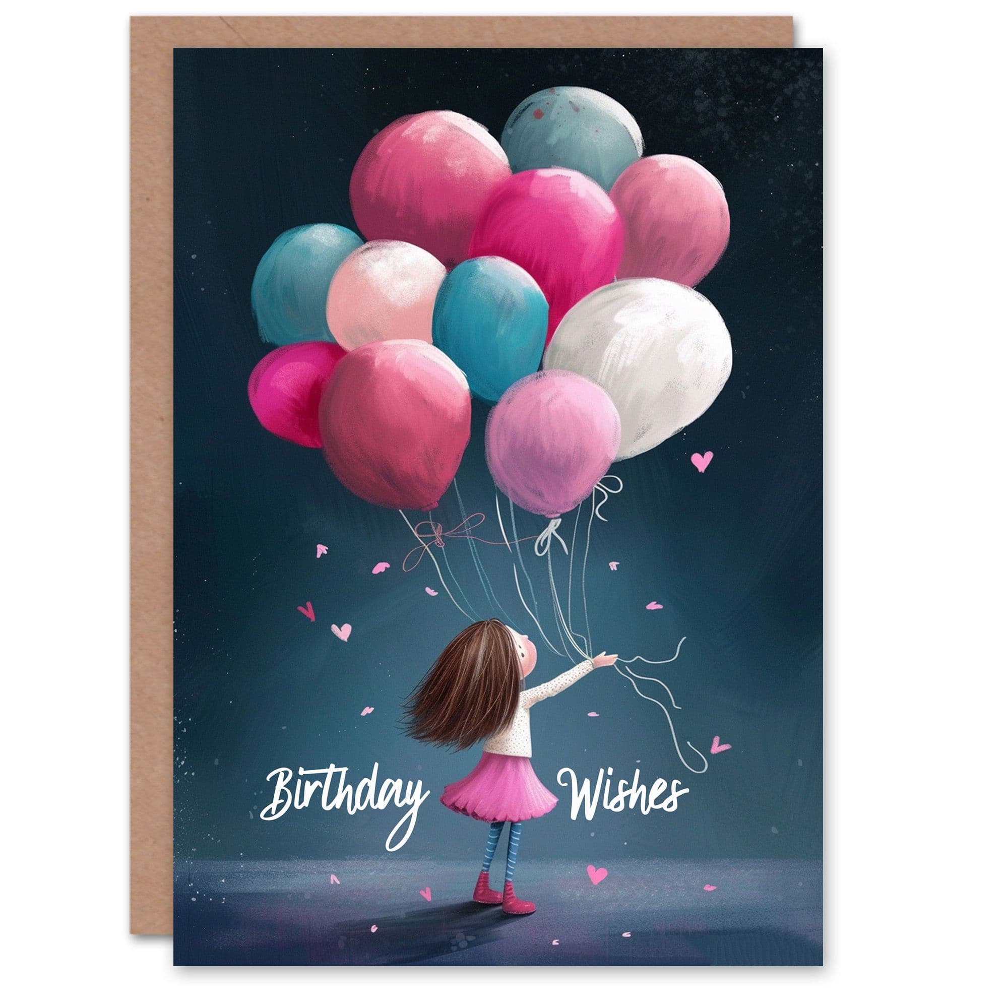 Birthday Card Cute Little Balloons Night Sky Wishes Greeting Card