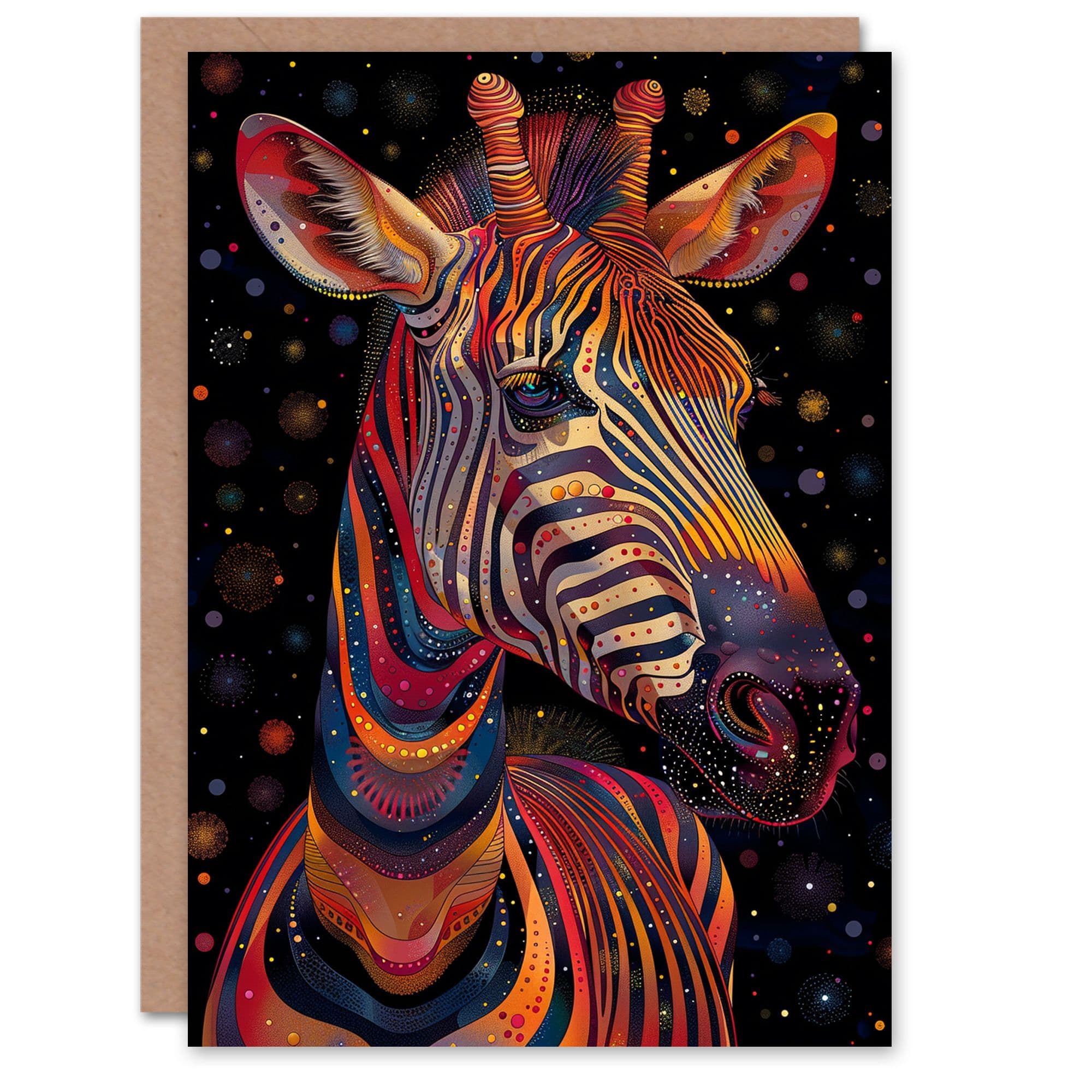 Birthday Card Trippy Pattern Zebra Modern Folk Art Greeting Card