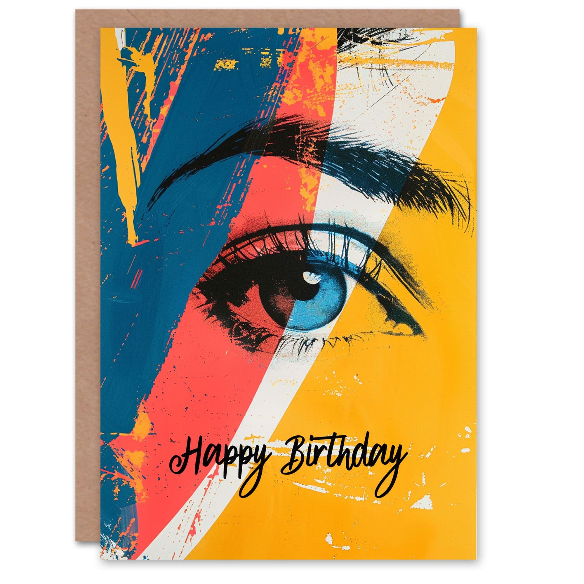 Birthday Card Pretty Blue Eye Bright Modern Painting Greeting Card