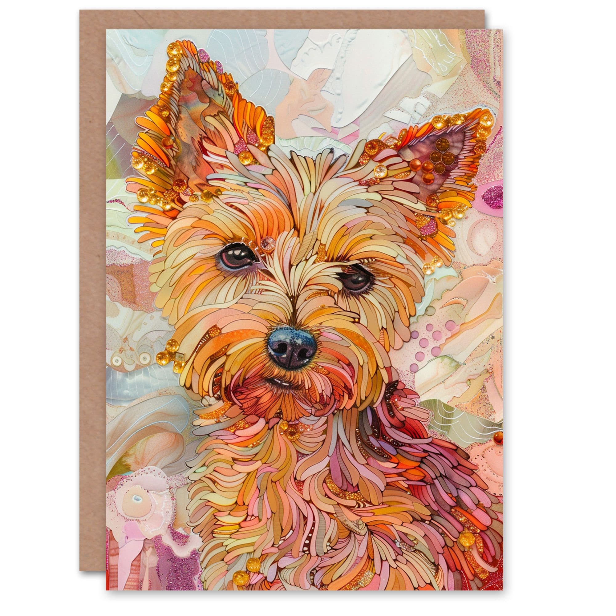 Birthday Card Yorkshire Terrier Dog Lover Cute Fractal Portrait