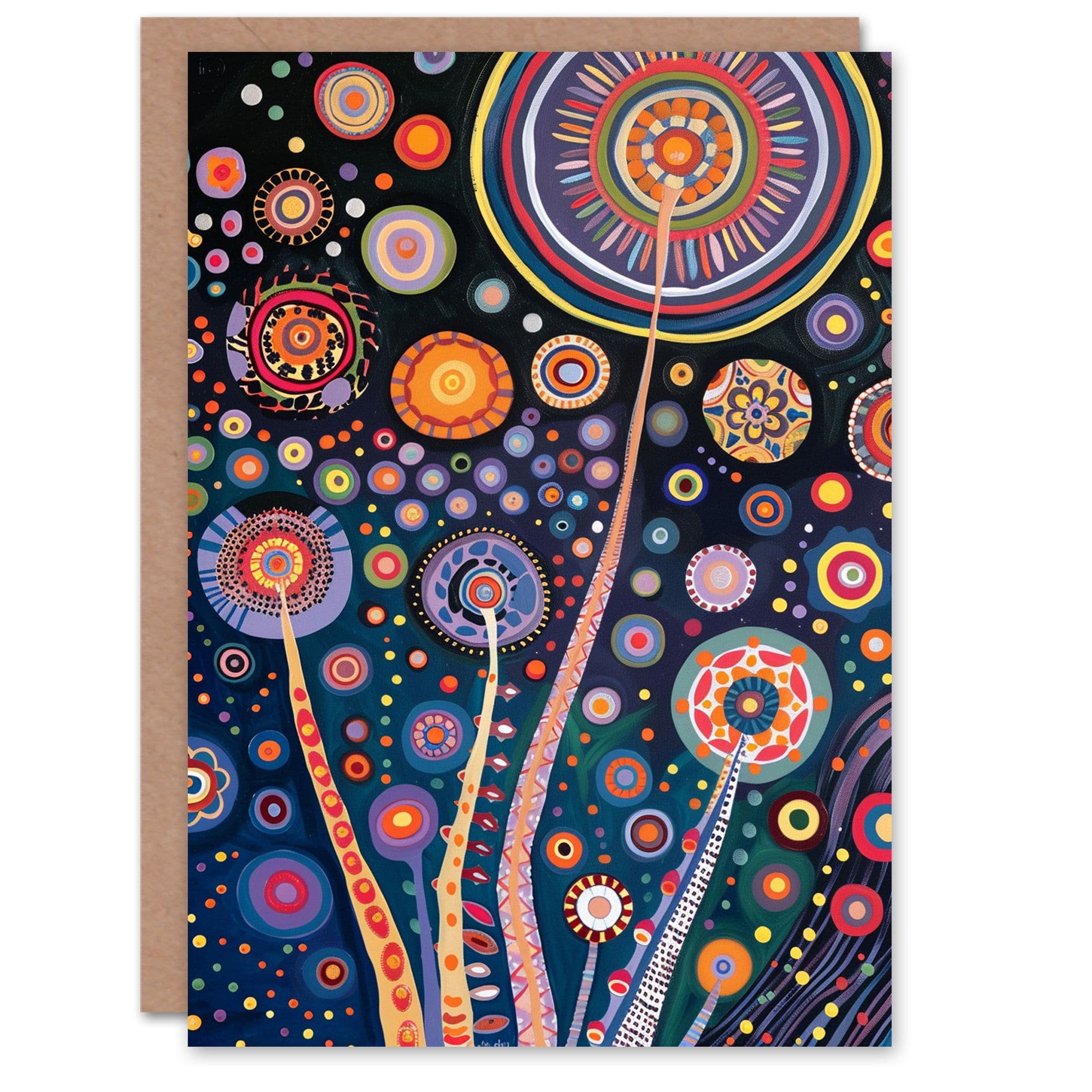 Birthday Card Colourful Fireworks Mandala Abstract Fun Greeting Card
