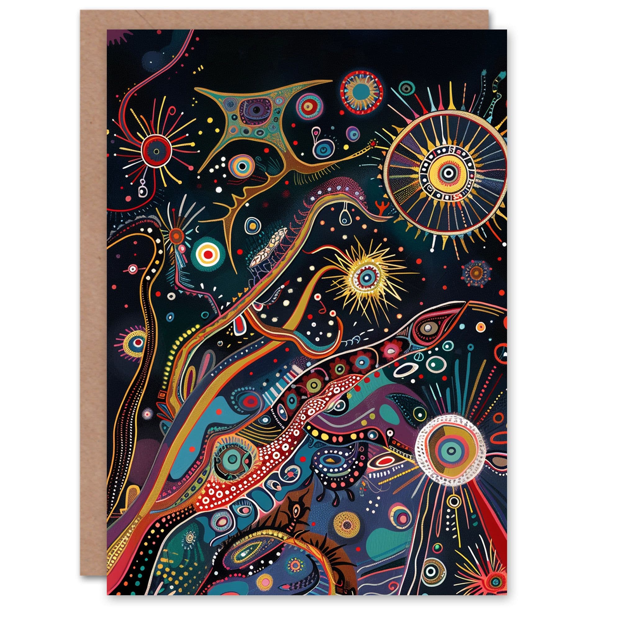 Birthday Card Abstract Space Galaxy Psychedelic Folk Art Greeting Card