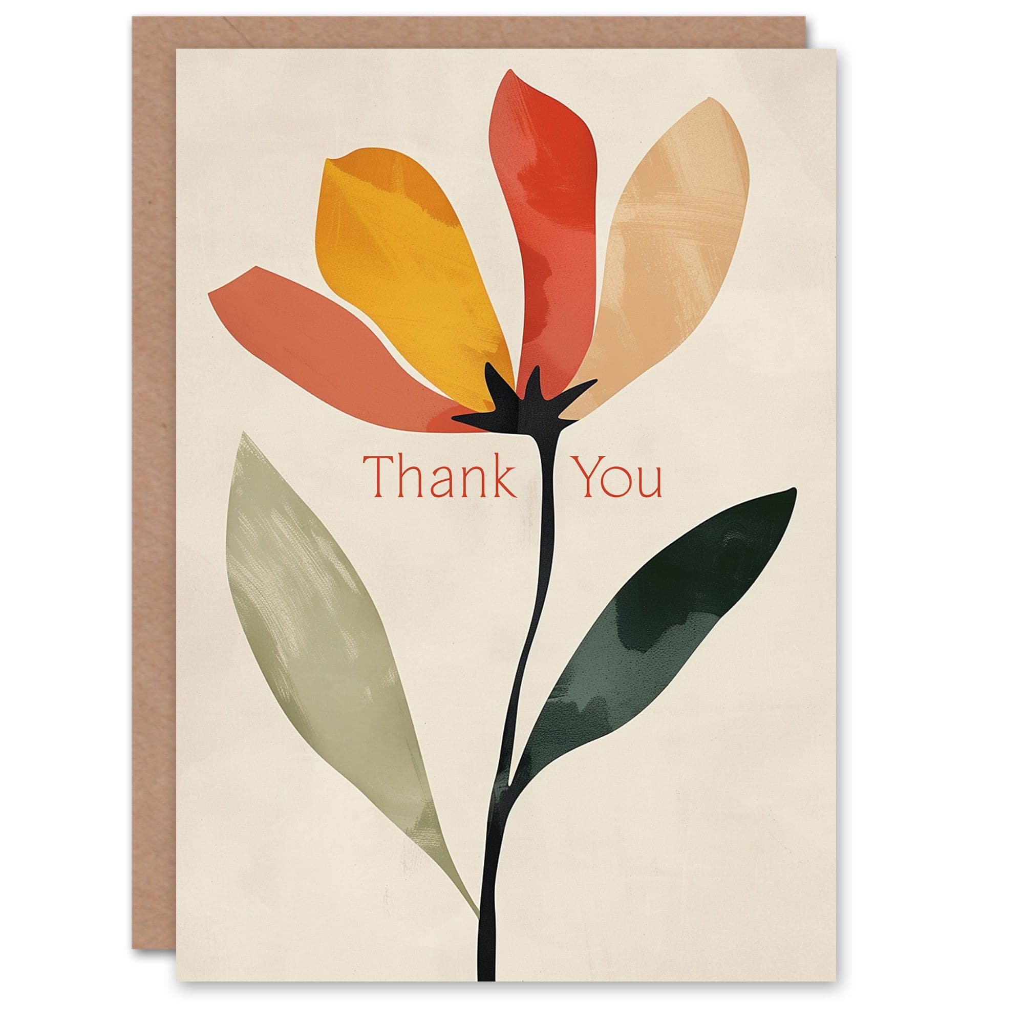 Thank You Card Single Flower Bloom Bright Simple Design Greeting Card