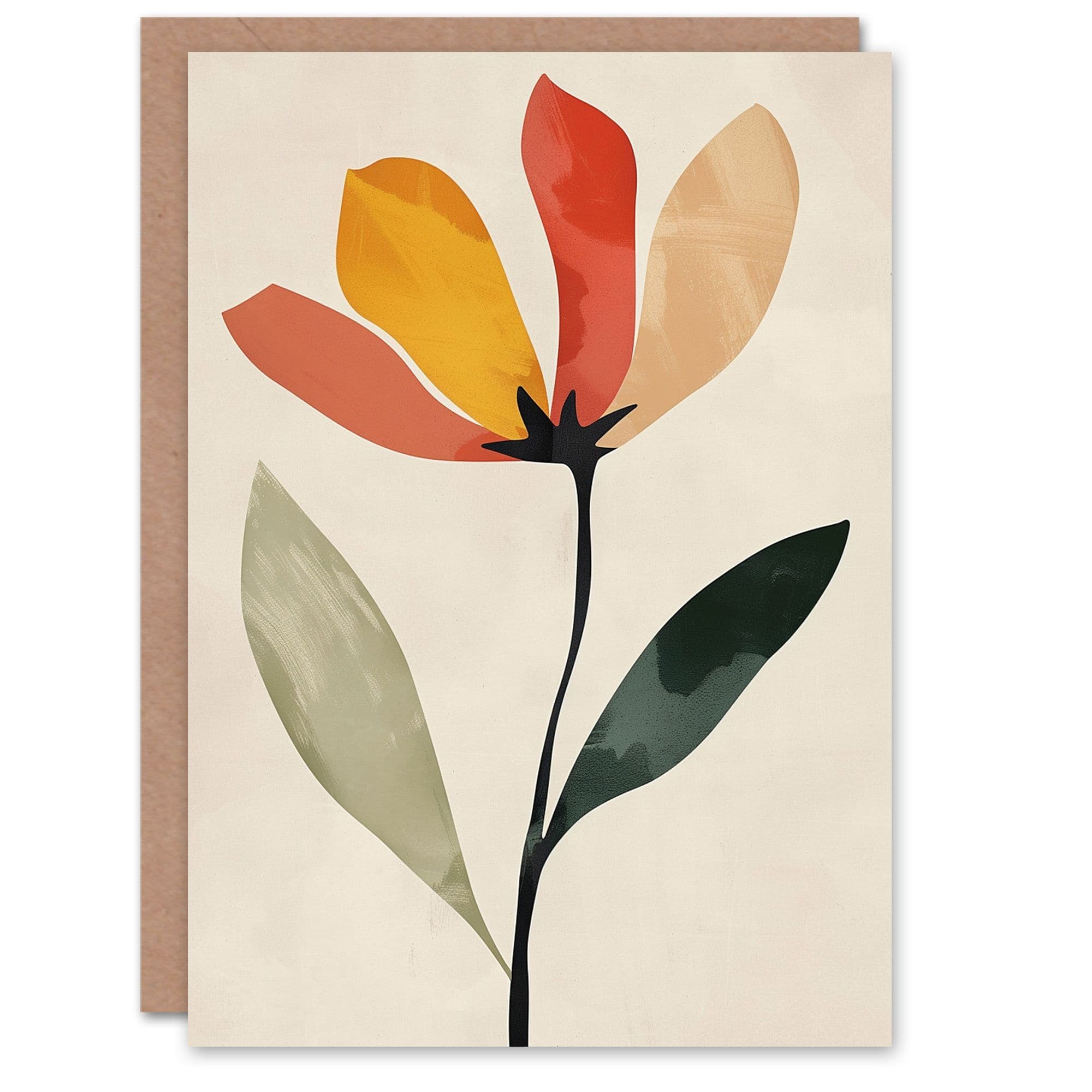 Birthday Card Single Flower Bloom Bright Simple Design Greeting Card