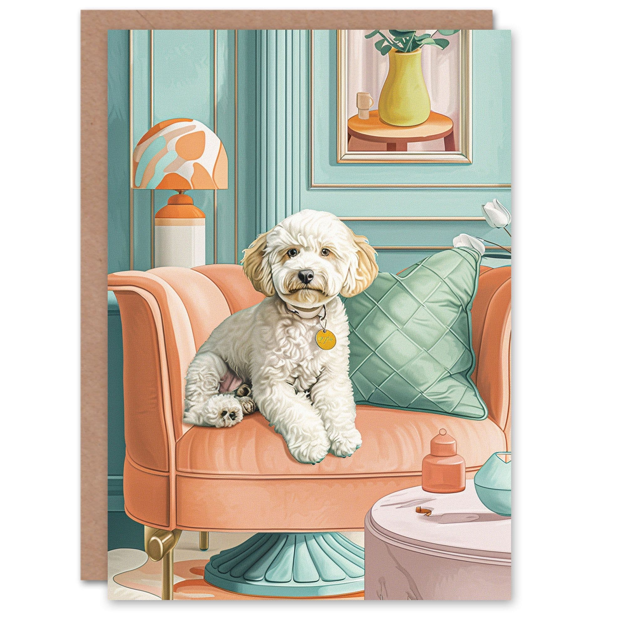 Birthday Card Cockapoo Dog Lover Luxury Pet Armchair Portrait