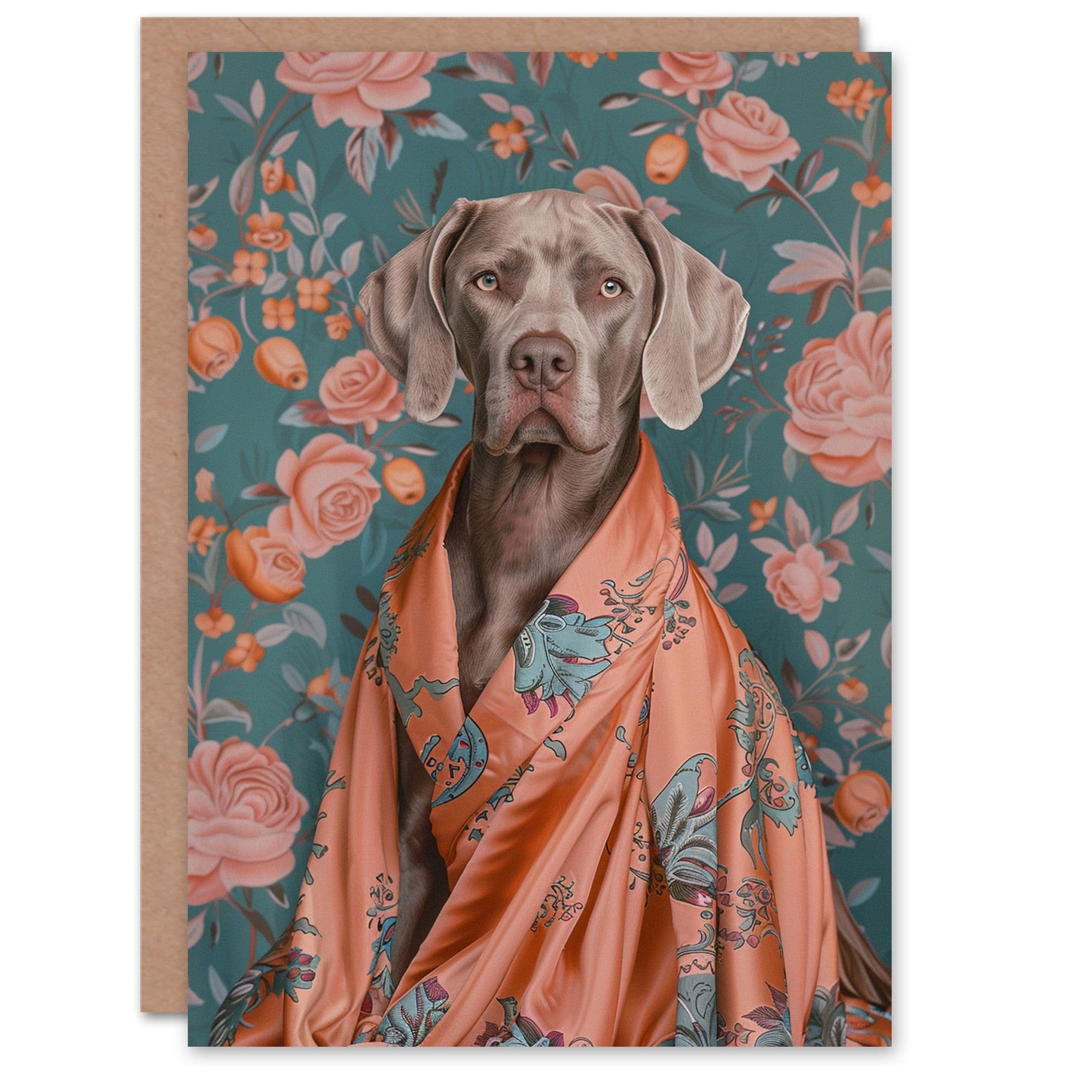 Birthday Card German Weimaraner Dog Lover Floral Luxury Greeting Card