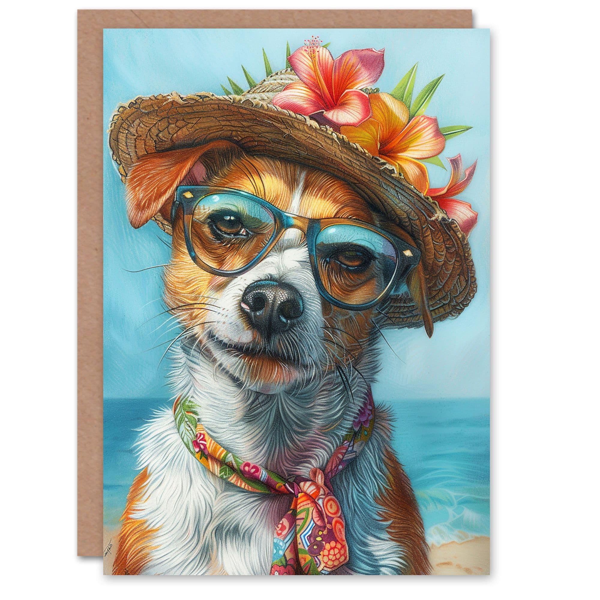 Birthday Card Jack Russell Terrier Dog Lover Beach Holiday