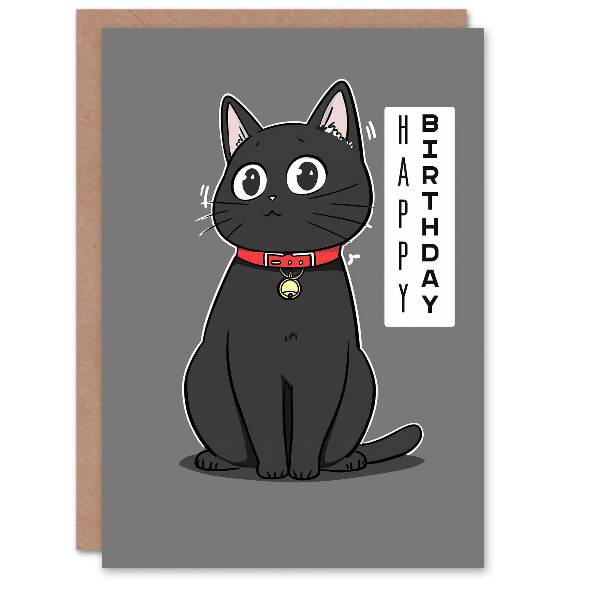Birthday Card Cat Lover Cute Kawaii Style Kitty Cartoon