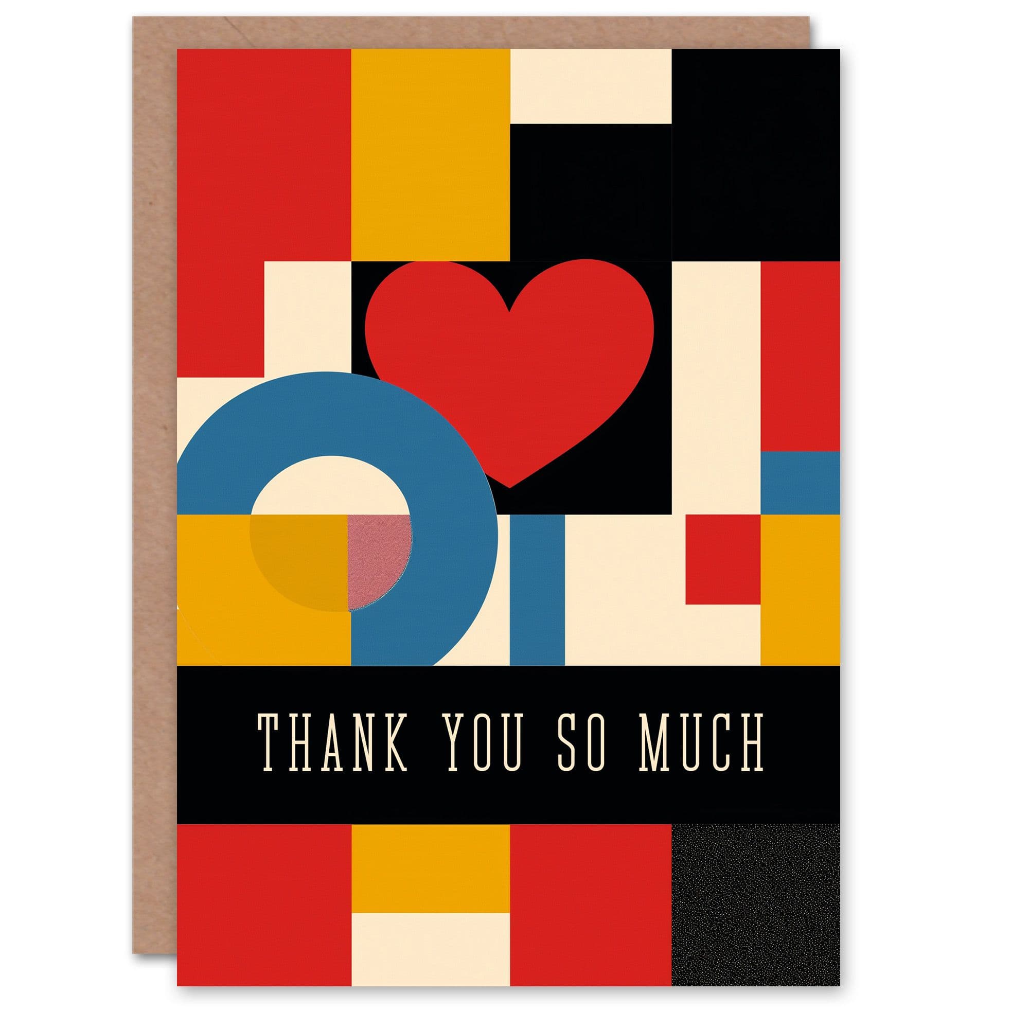 Thank You Card Love Heart Bold Geometric De Stijl Design Greeting Card