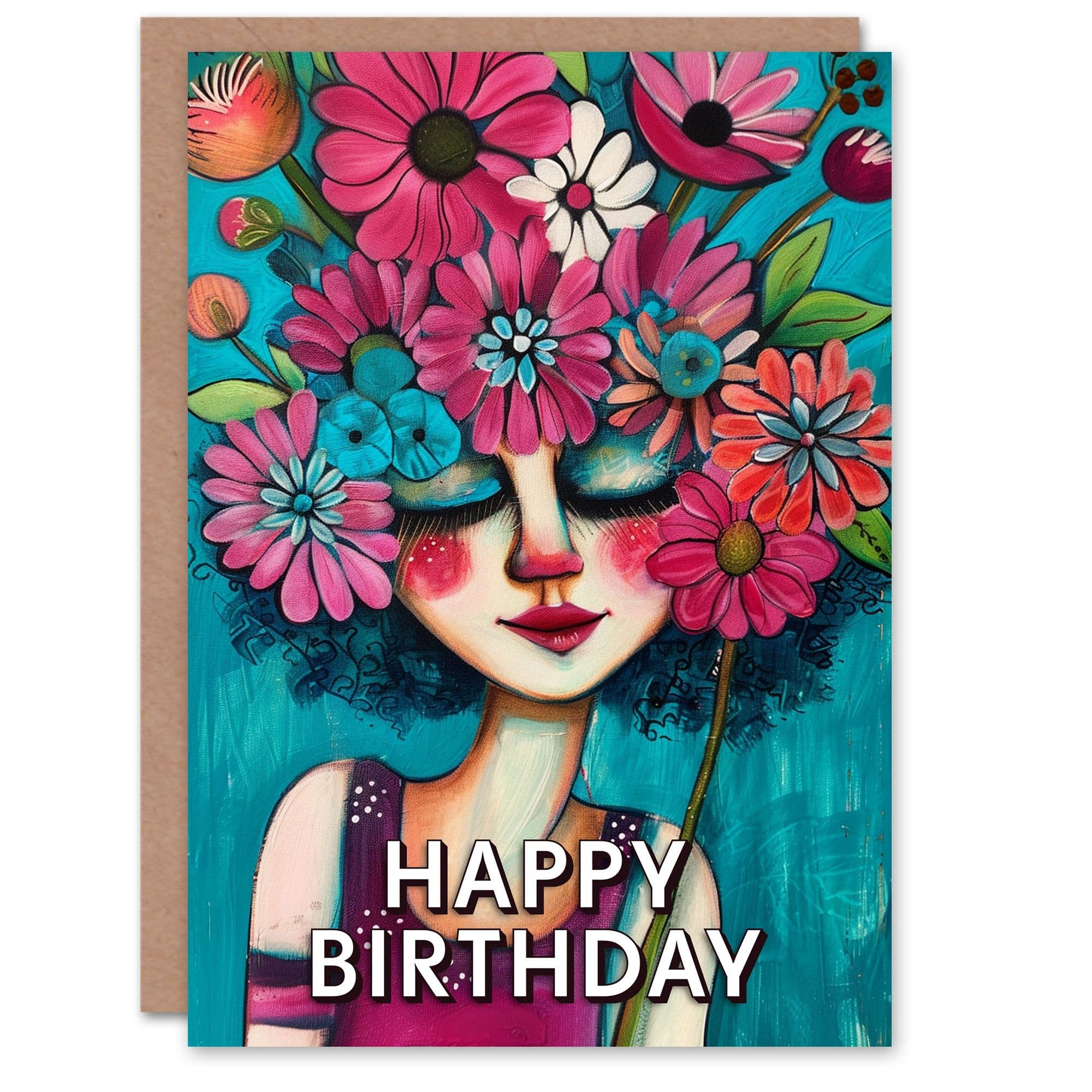 Birthday Card Flower Head Purple Plant Lover Greeting Card