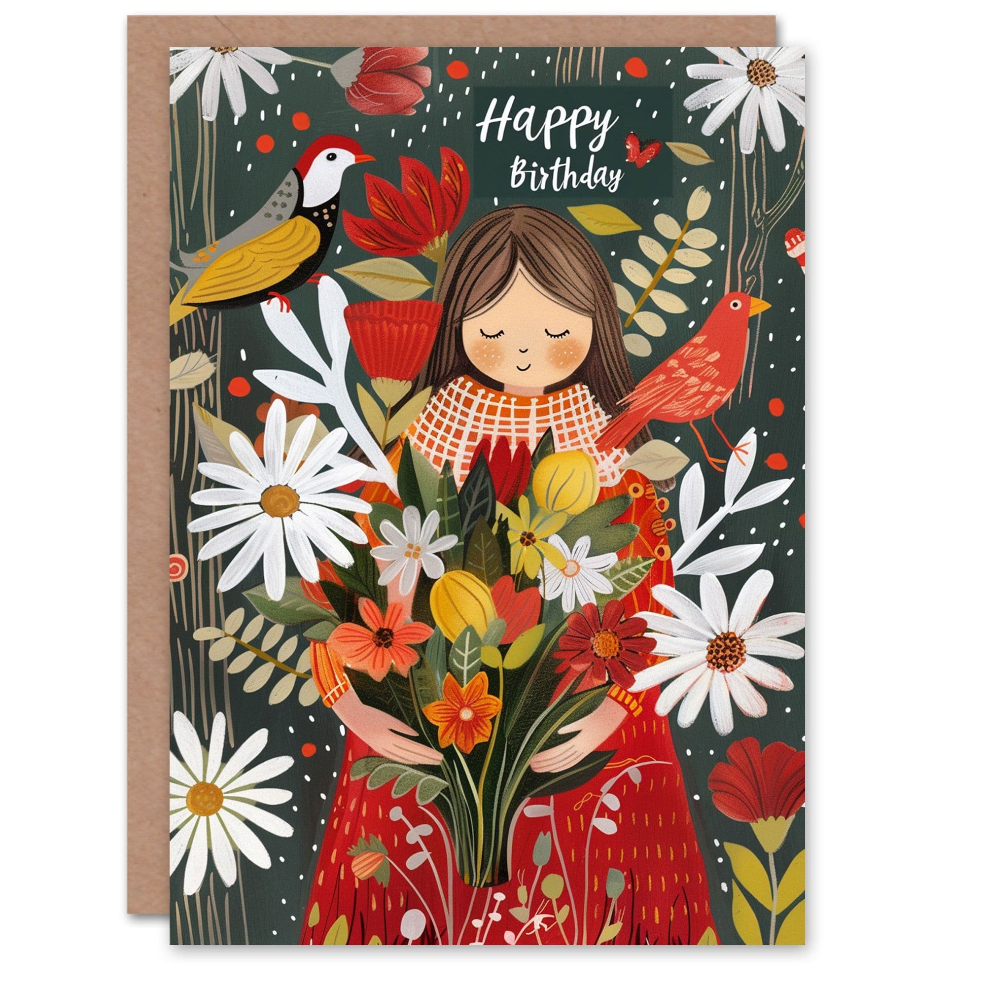 Birthday Card Nature Lover Forest Wildflower Bouquet