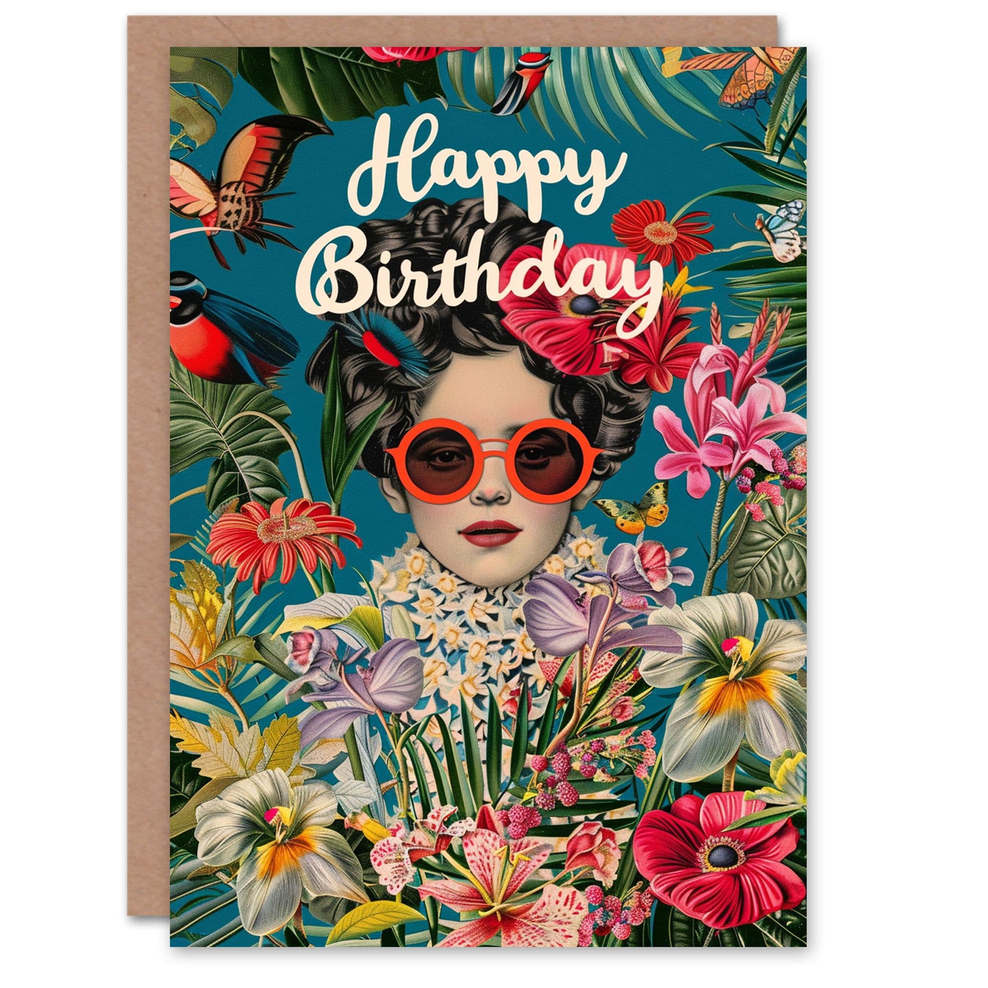 Birthday Card Tropical Flower Animal Nature Plant Lover Greeting Card