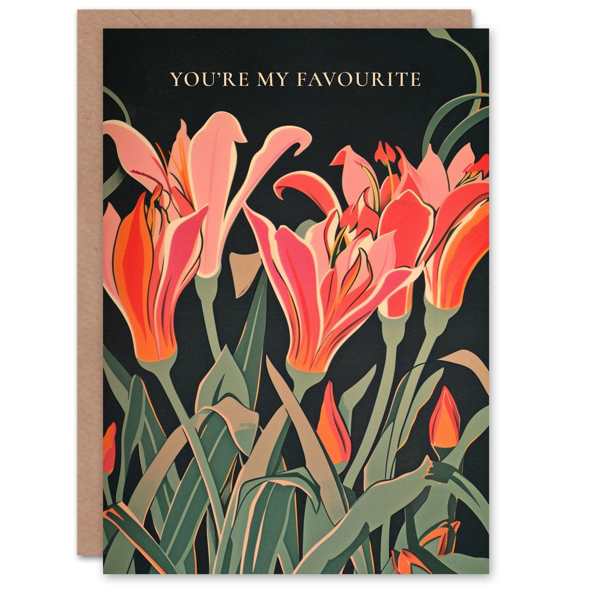 Birthday Card Favourite Lily Blossom Flower Bouquet Design