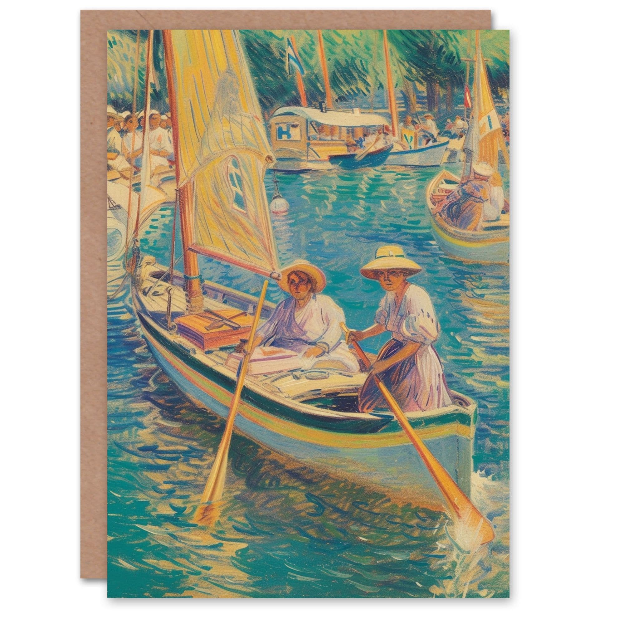 Birthday Card Regatta Sailing Boat Oil Painting Greeting Card