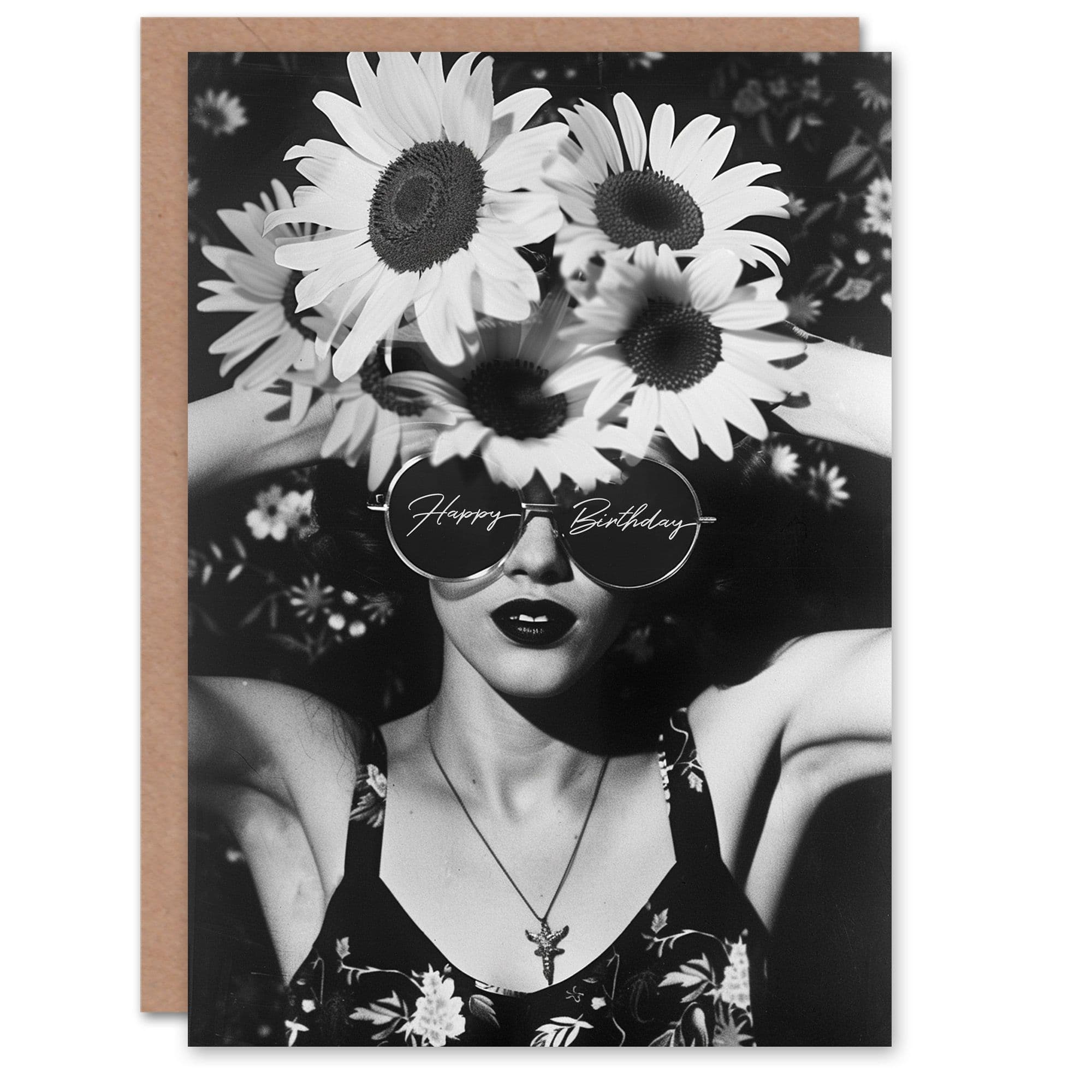 Birthday Card Daisy Flower Crown Spring Fashion Greeting Card