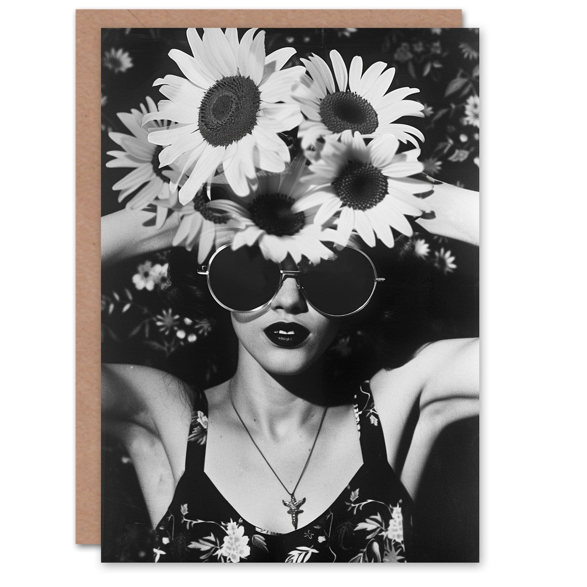 Birthday Card Flower Crown Lady Spring Daisy Fashion Greeting Card