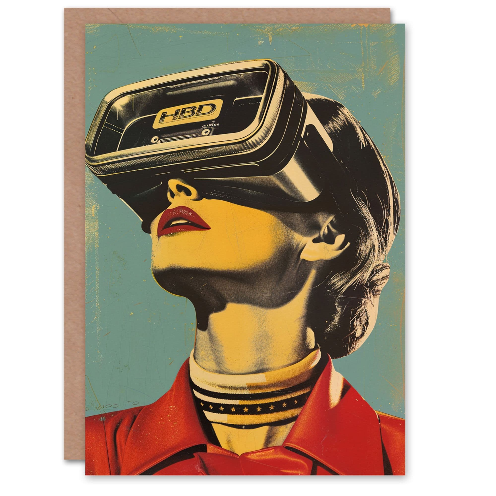 Birthday Card Vintage Retro Goggles HBD Pop Art Bold Woman