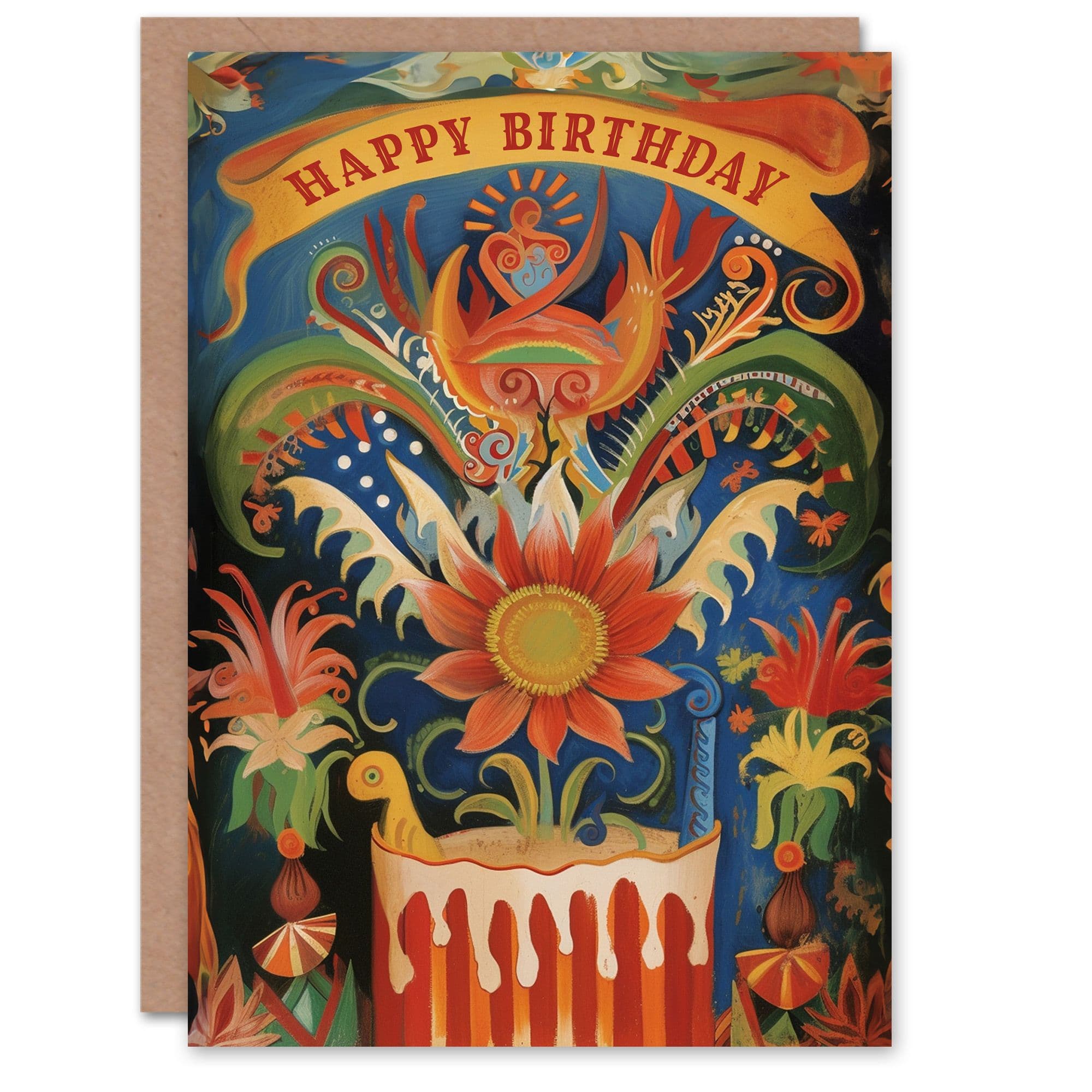 Birthday Card Mad Circus Birthday Cake Abstract Carnival Greeting Card