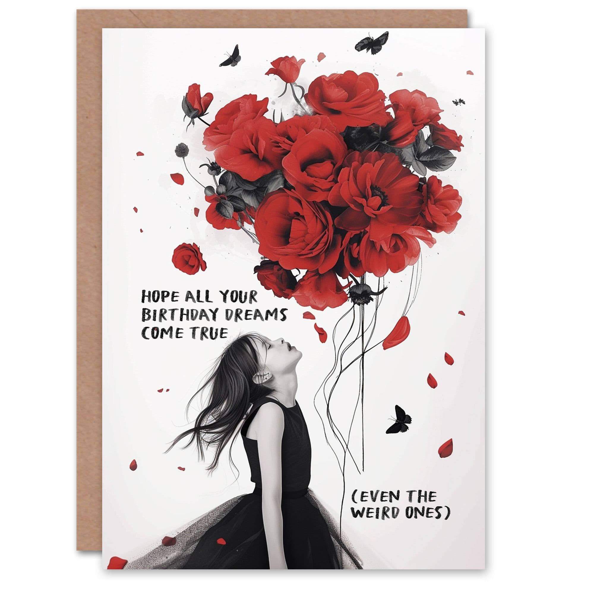 Birthday Card Gothic Roses Dreams Come True Weird
