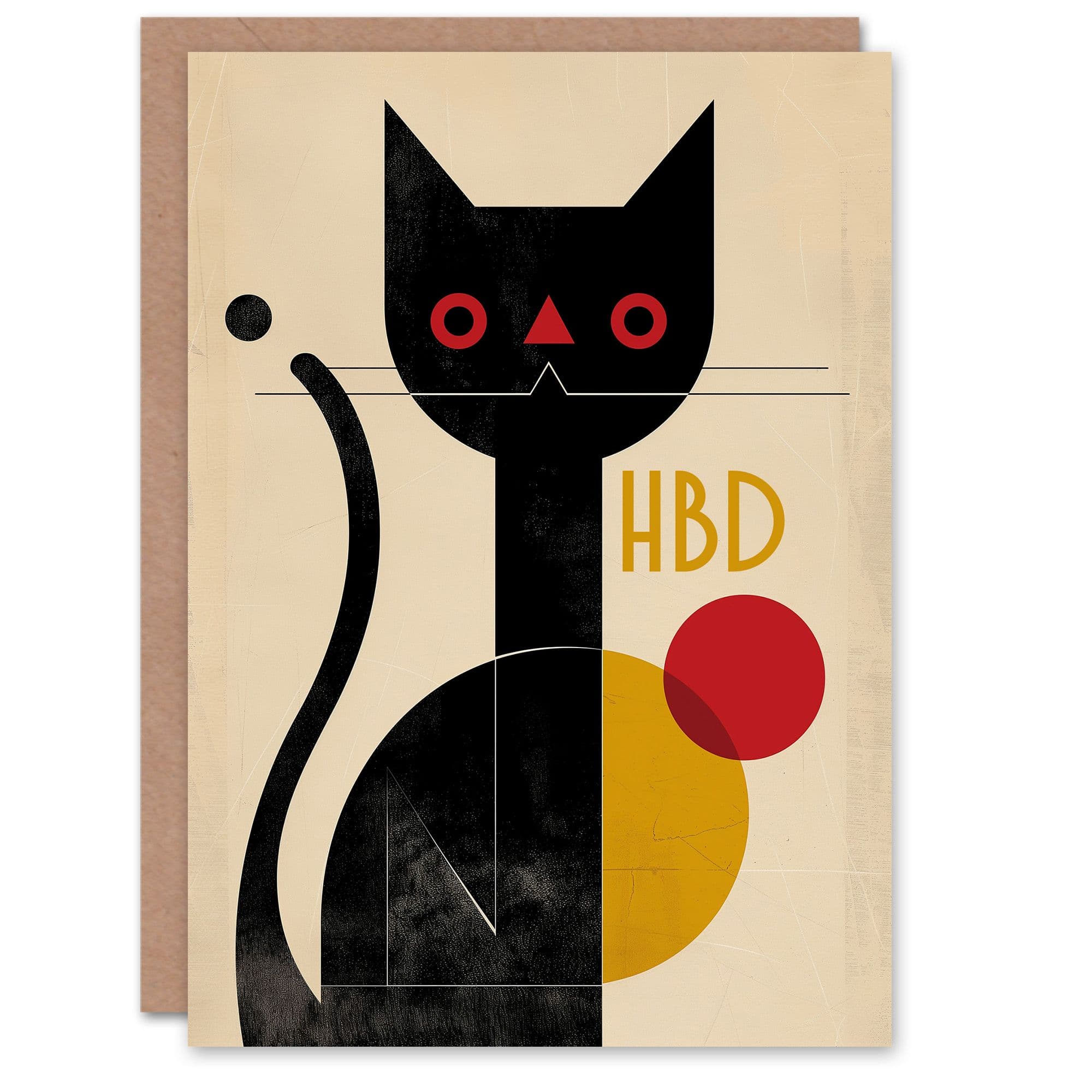 Birthday Card HBD Cat Geometric Bold Animal Lover Him Her