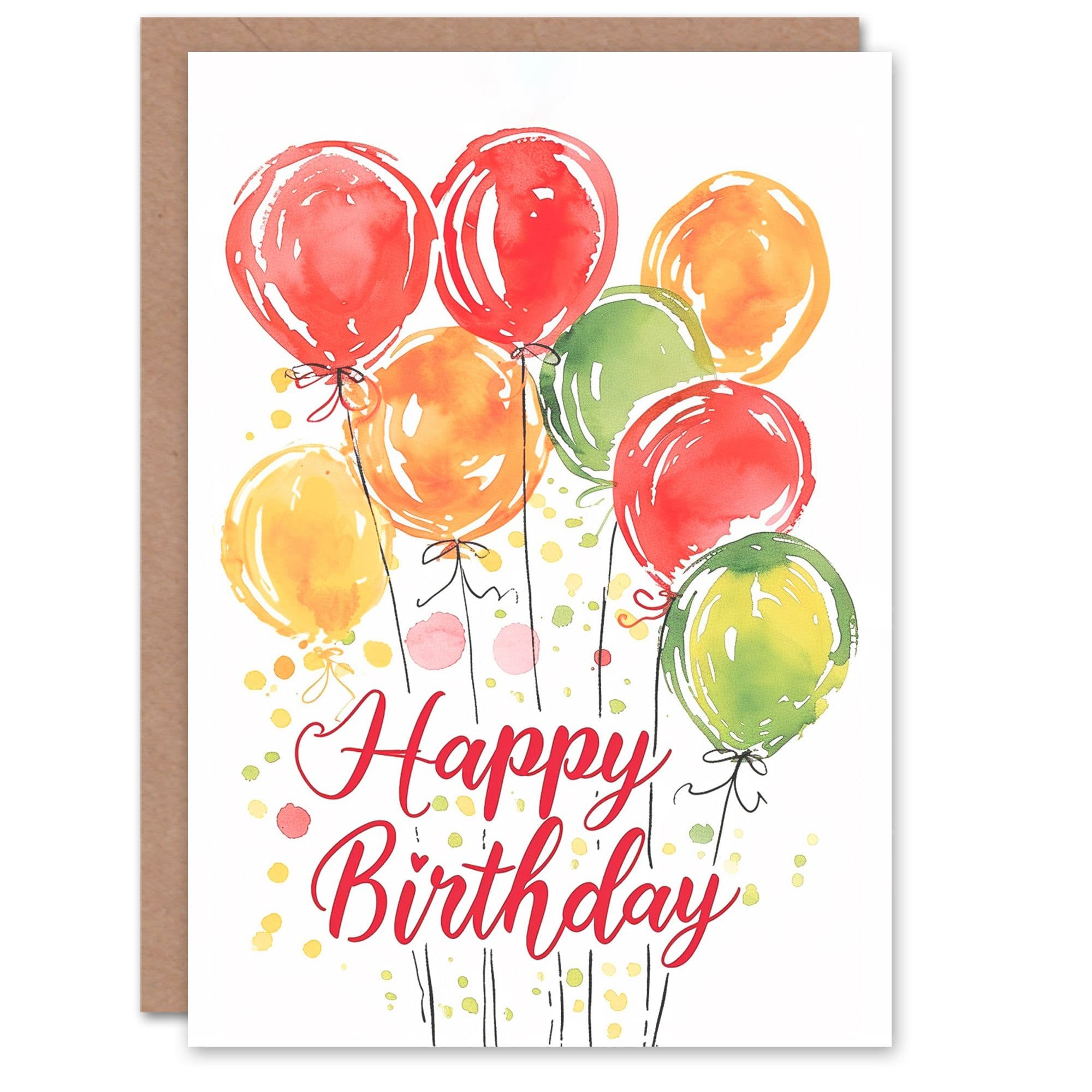 Birthday Card Simple Colourful Balloons Birthday Watercolour Him Her