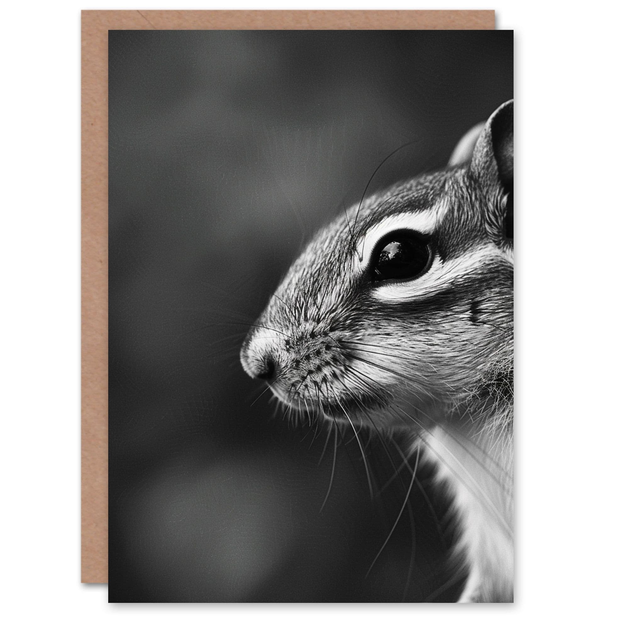 Birthday Card Chipmunk Photo Black and White Woodland Animal Him Her