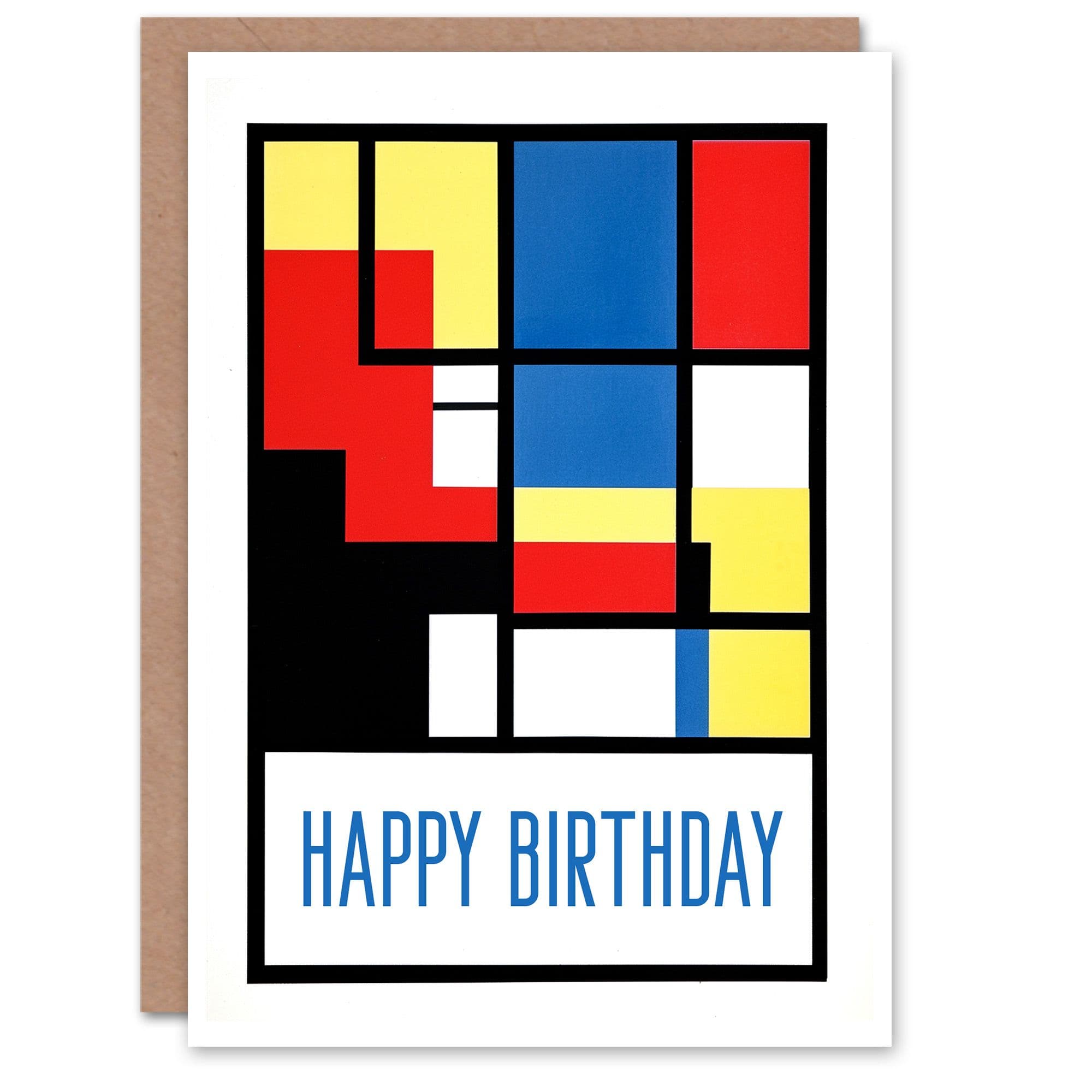 Birthday Card Abstract Piet Mondrian Inspired Birthday Artwork Him Her