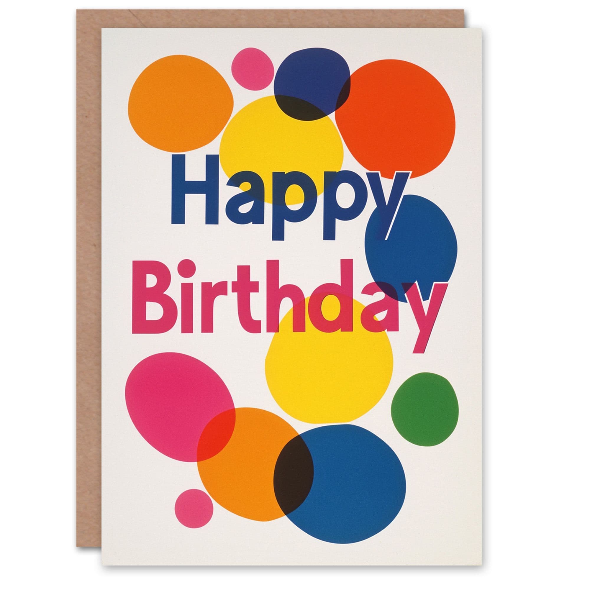 Birthday Card Retro Colourful Simple Classic Dots Bright Him Her