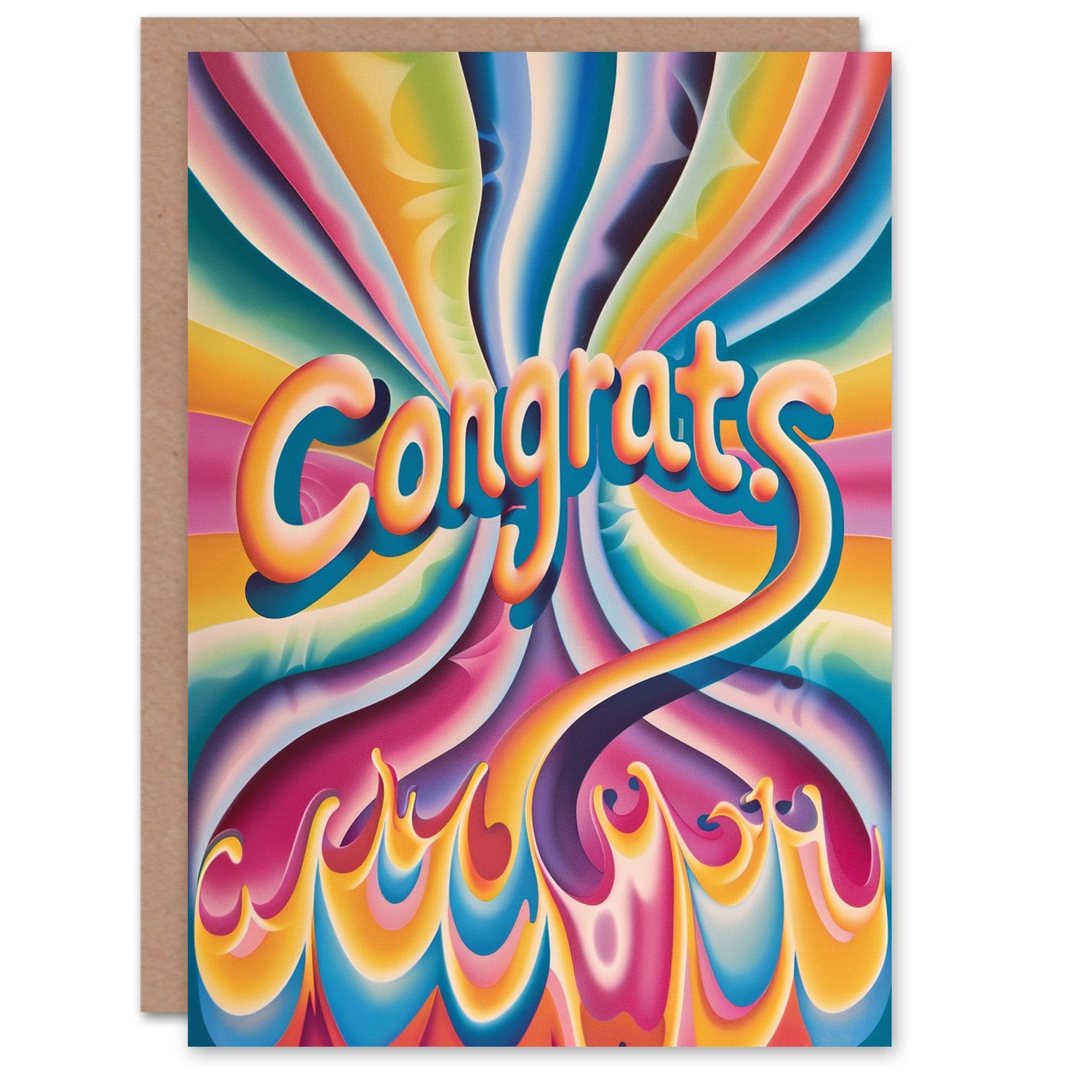 Congratulations Card Trippy Congrats Hippy Retro Psychedelic