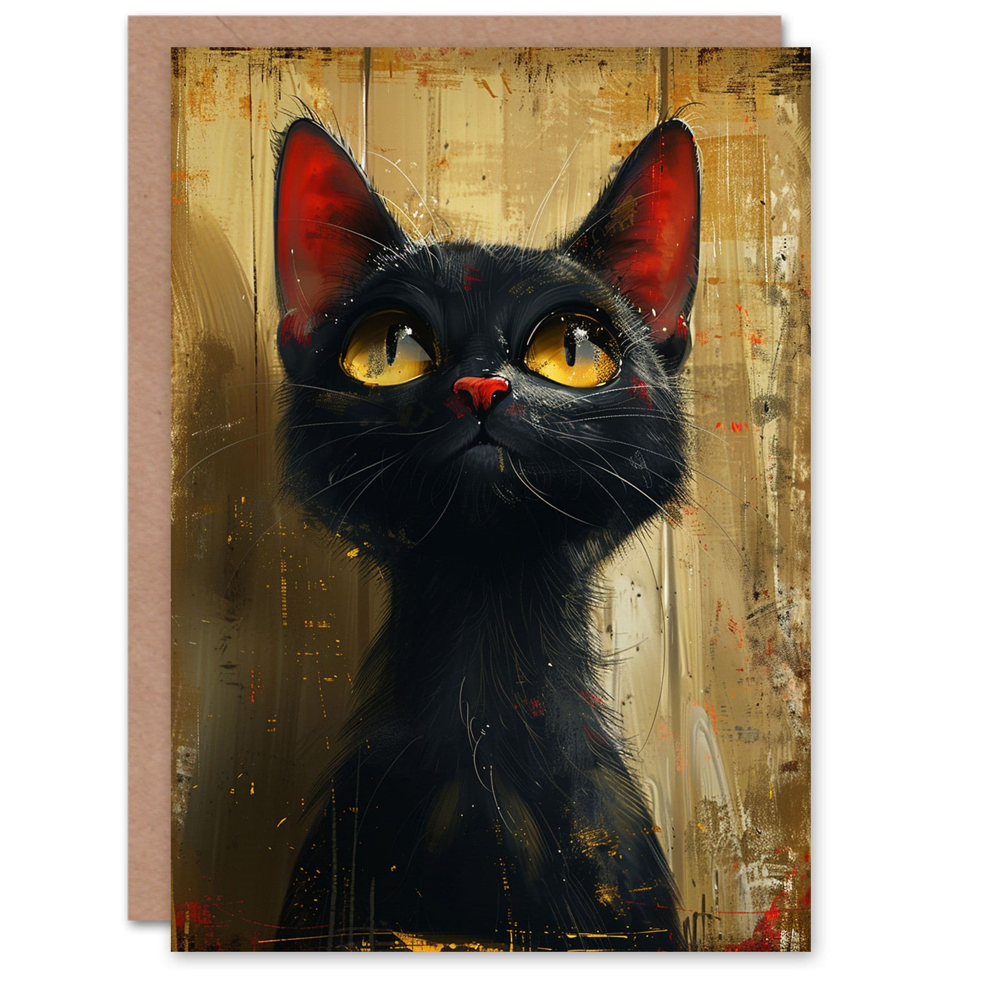 Birthday Card Cute Cat Portrait Comic Magic Animal Him Her