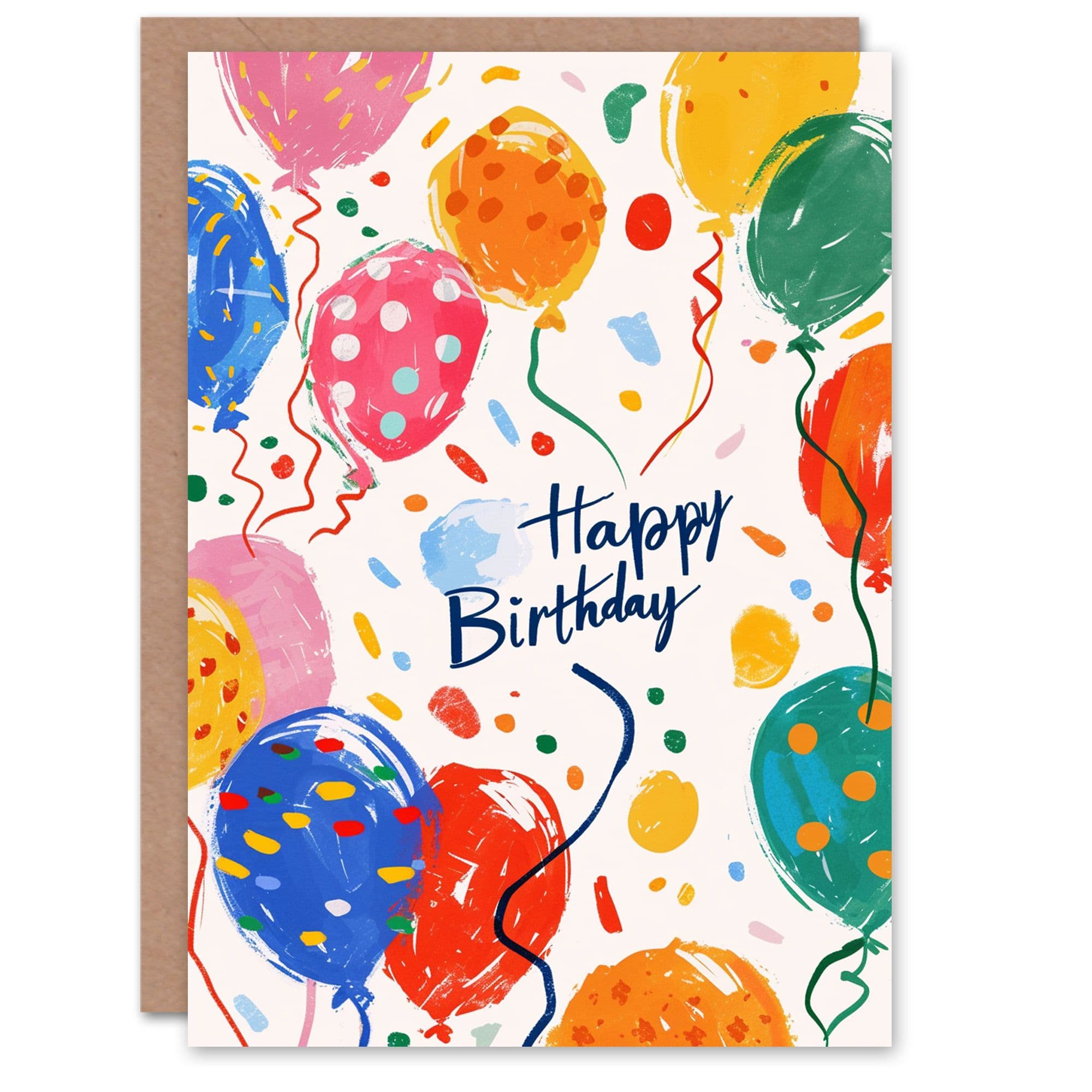 Birthday Card Celebration Birthday Balloons Colourful Fun Confetti