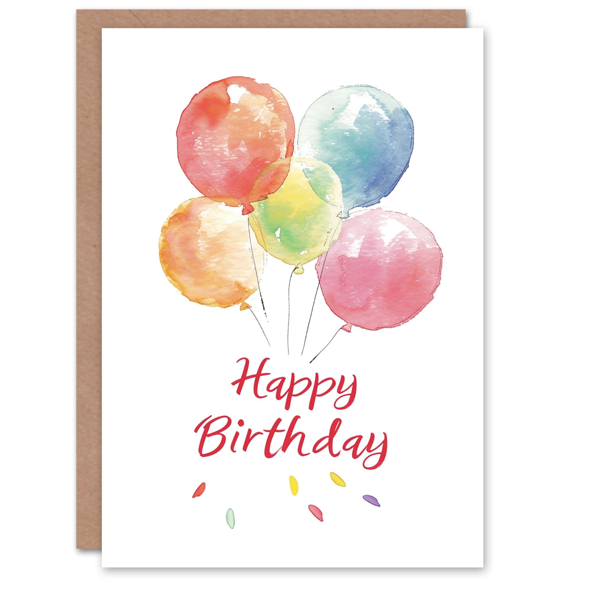 Birthday Card Soft Watercolour Birthday Balloons Pastel Light Painting