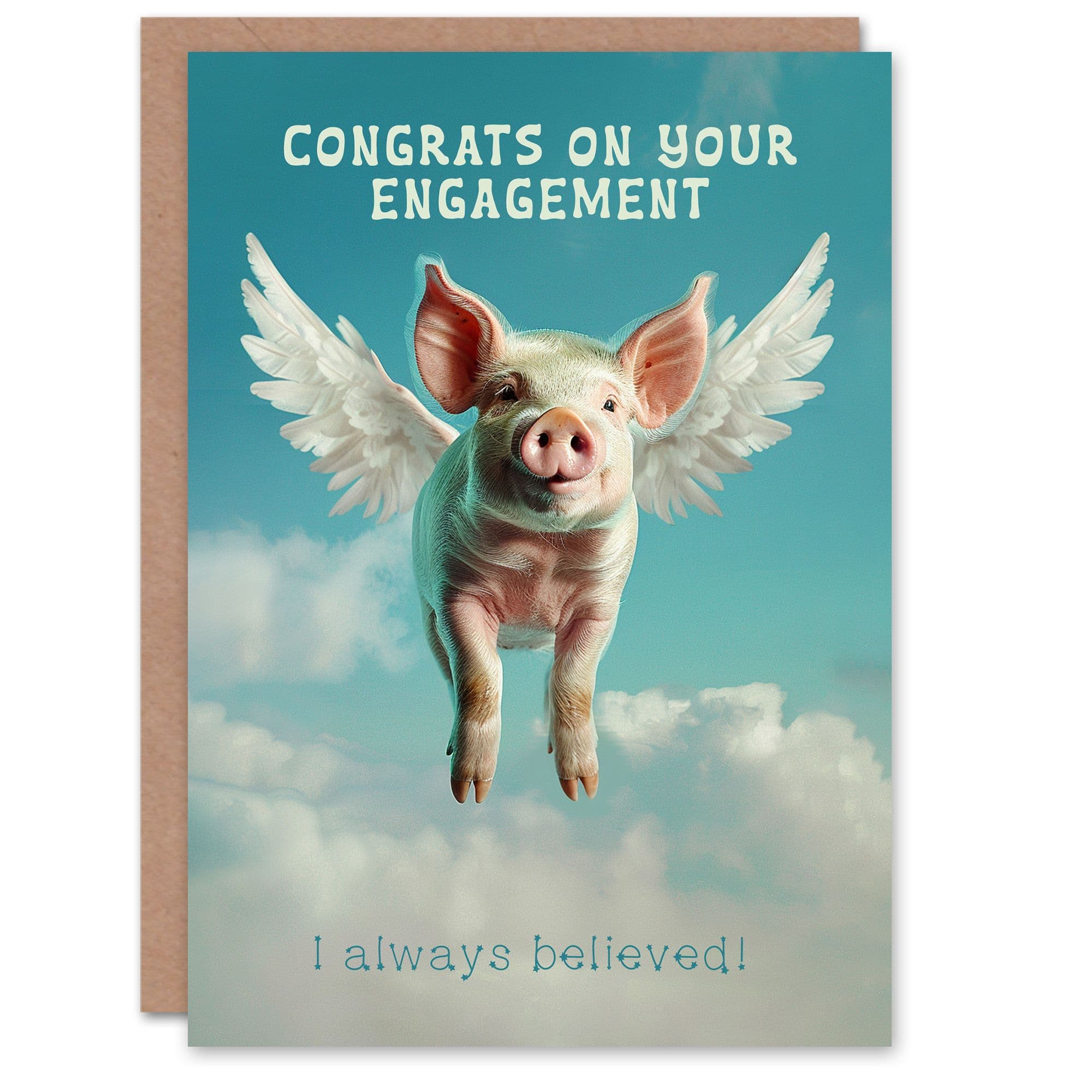 Engagement Card Flying Pig Funny Animal Joke Cheeky Cute Him Her