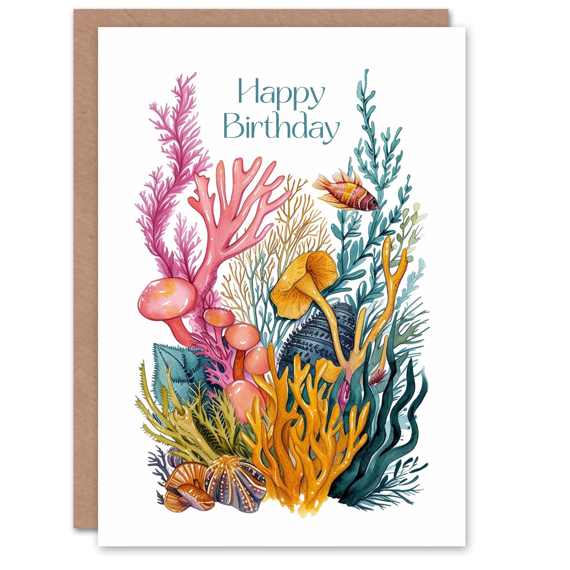 Birthday Card Under The Sea Coral Reef Fish Sealife Simple For Him Her
