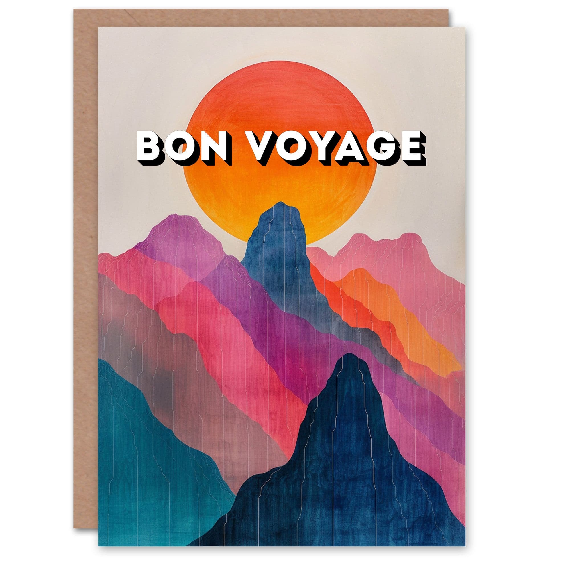 Abstract Alps Mountain Range Sunset Bon Voyage Farewell Card