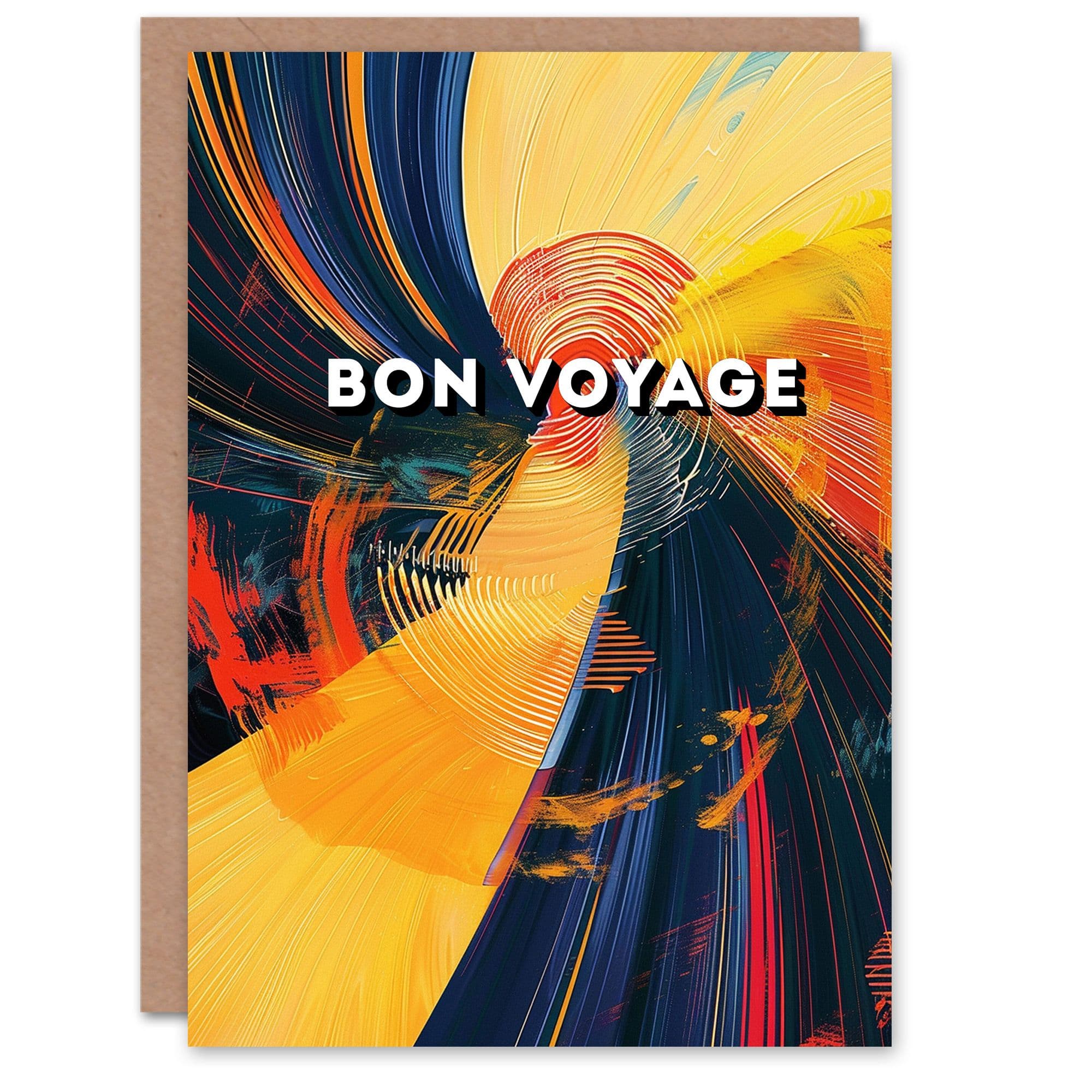Abstract Radial Spin Blur Oil Painting Bon Voyage Farewell Card