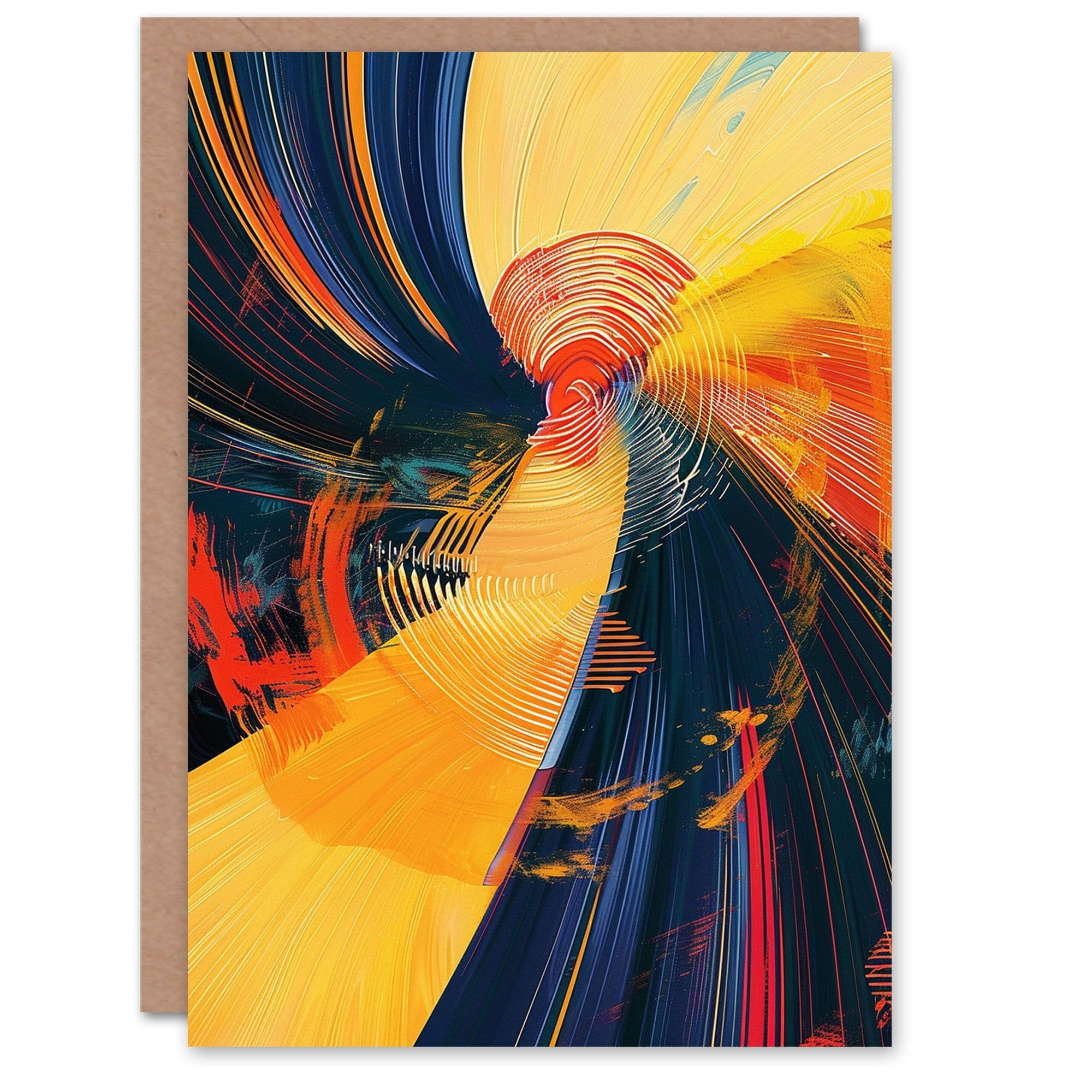 Abstract Radial Spin Blur Sunset Oil Painting Birthday Card