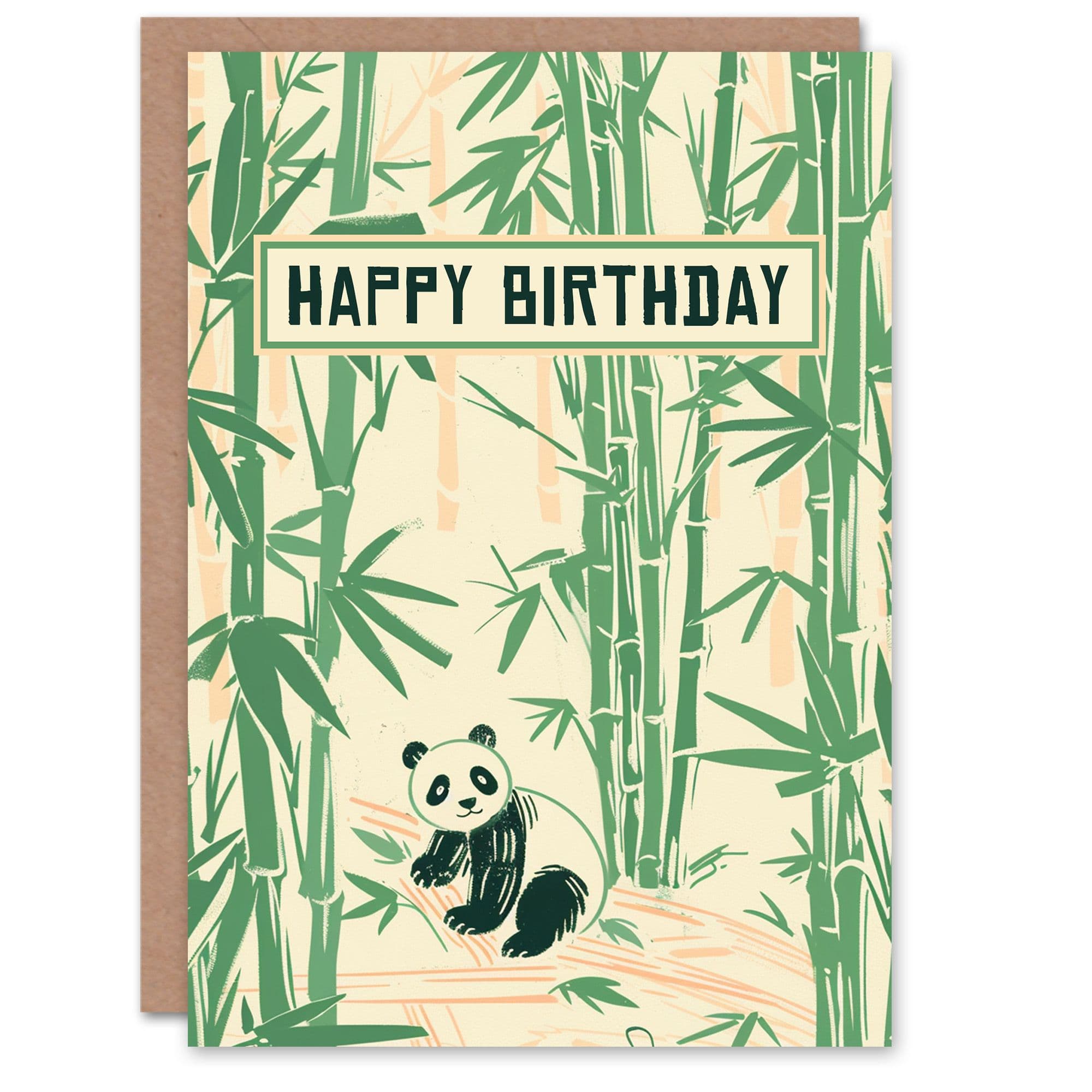 Cute Panda Bamboo Forest Pastel Birthday Card