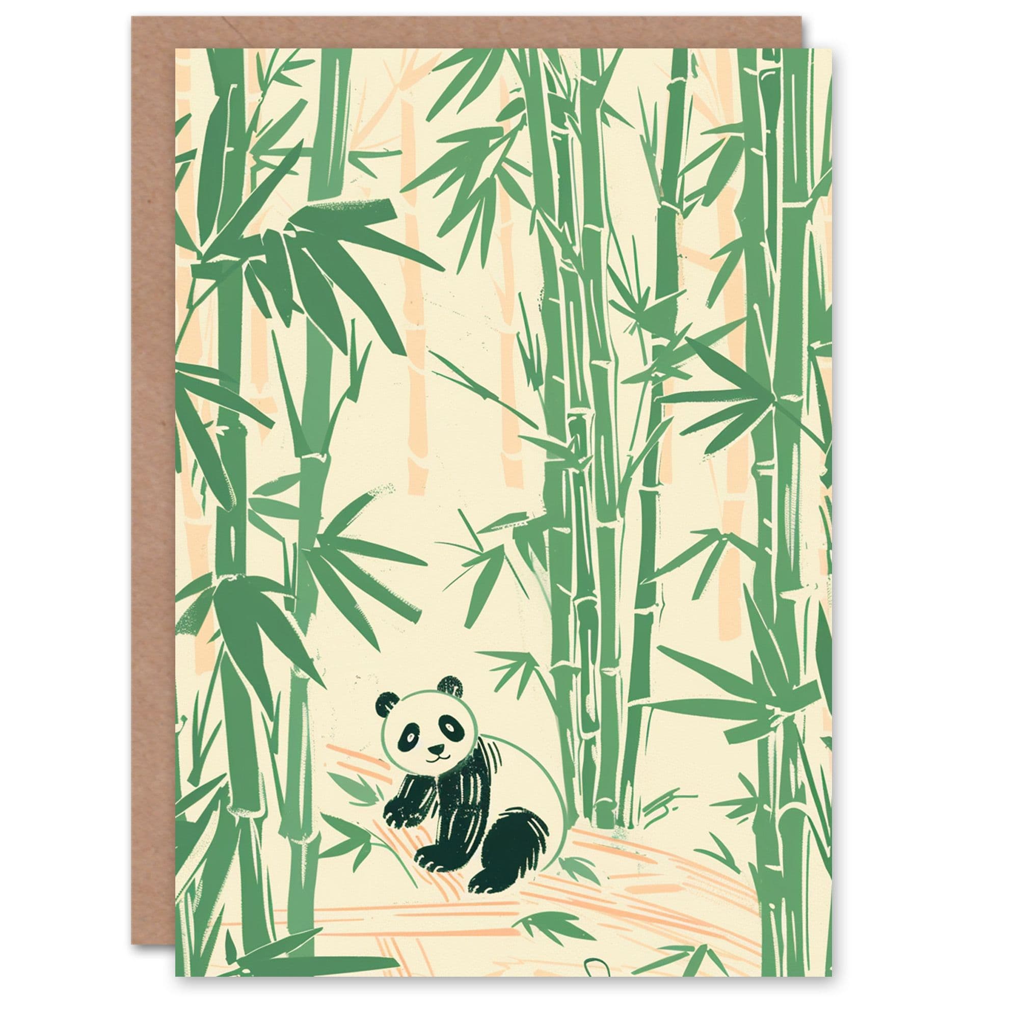 Cute Panda Bright Bamboo Forest Birthday Card