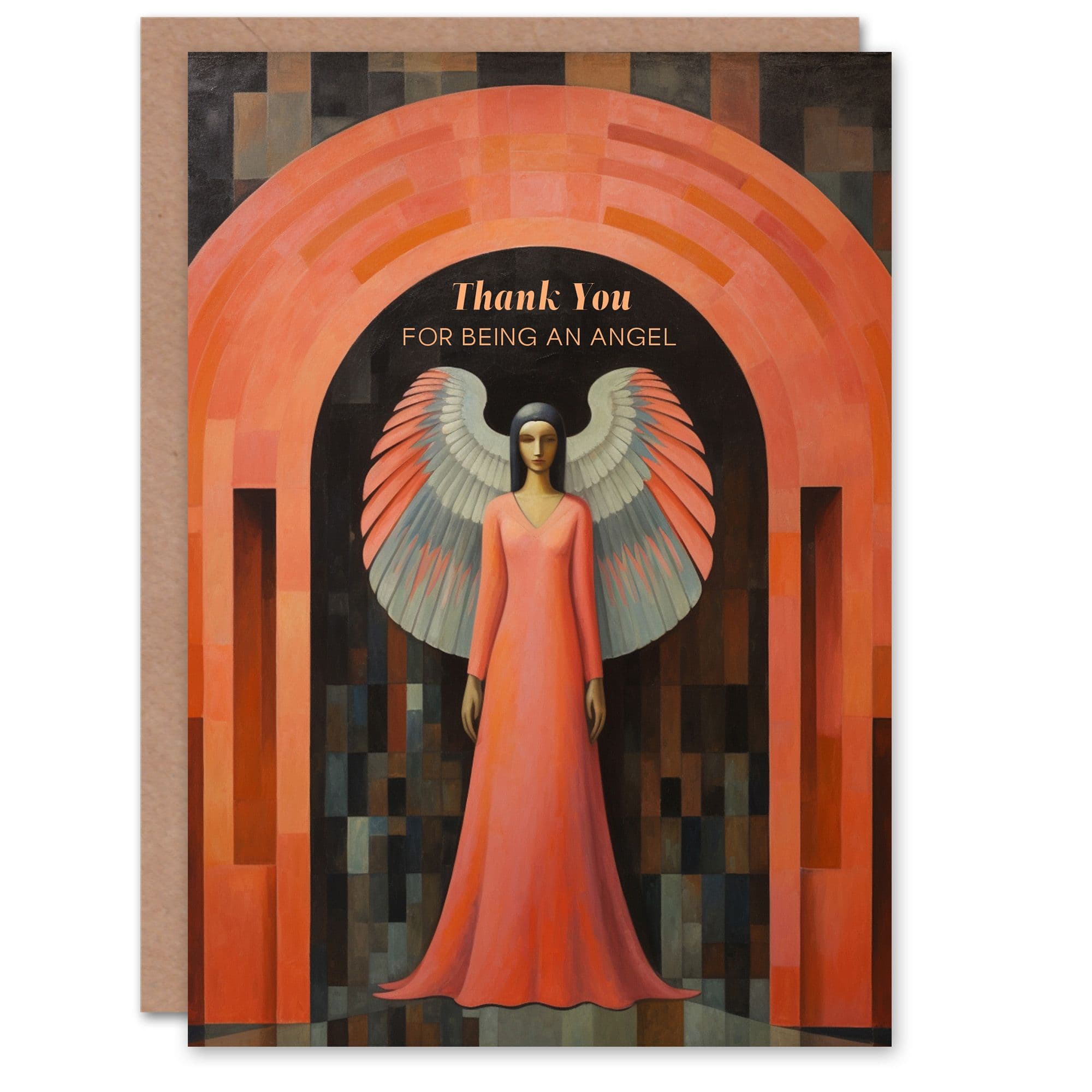 Guardian Angel Archway Gate Art Deco Painting Thank You Card