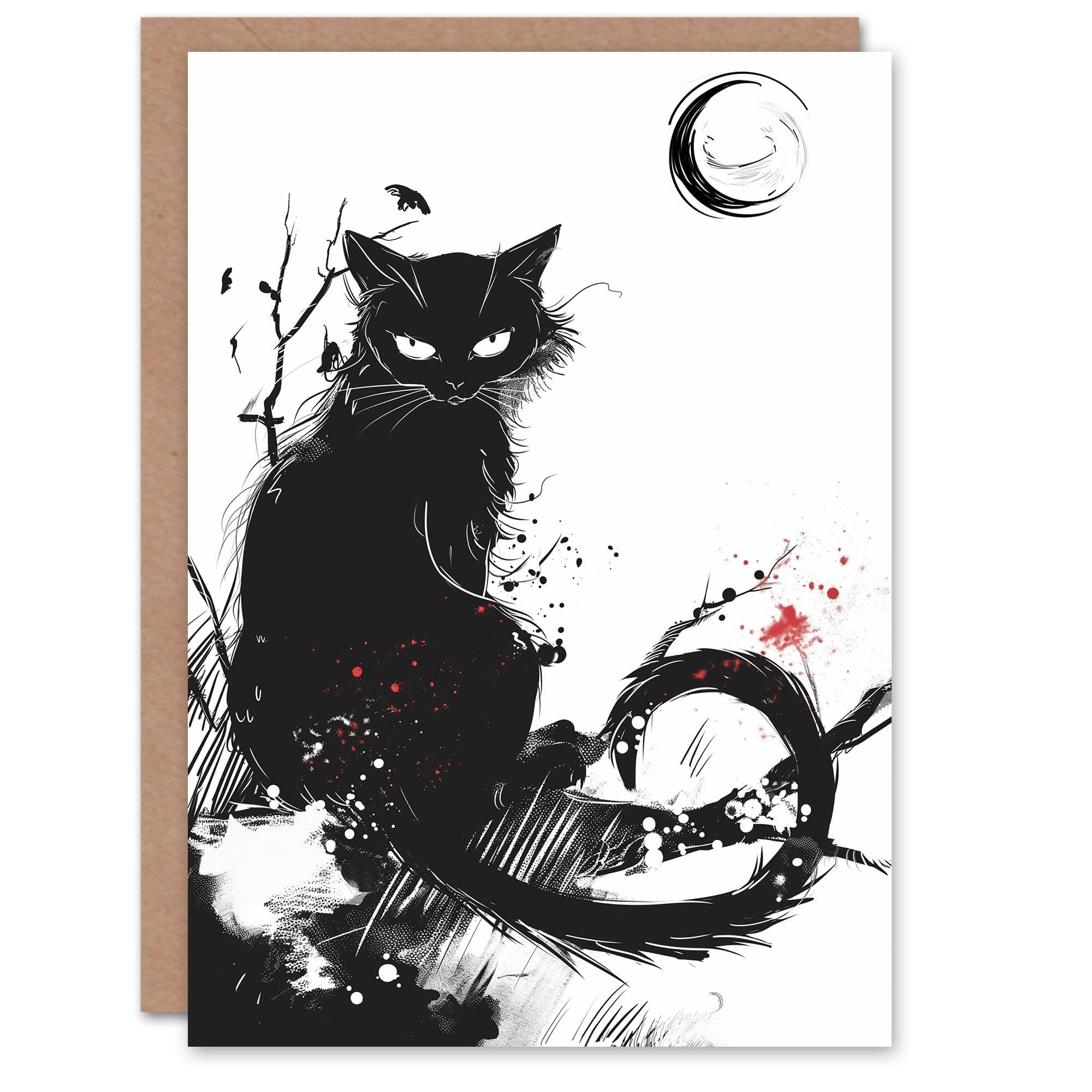 Cat Lover Crescent Moon Spooky Bright Birthday Card