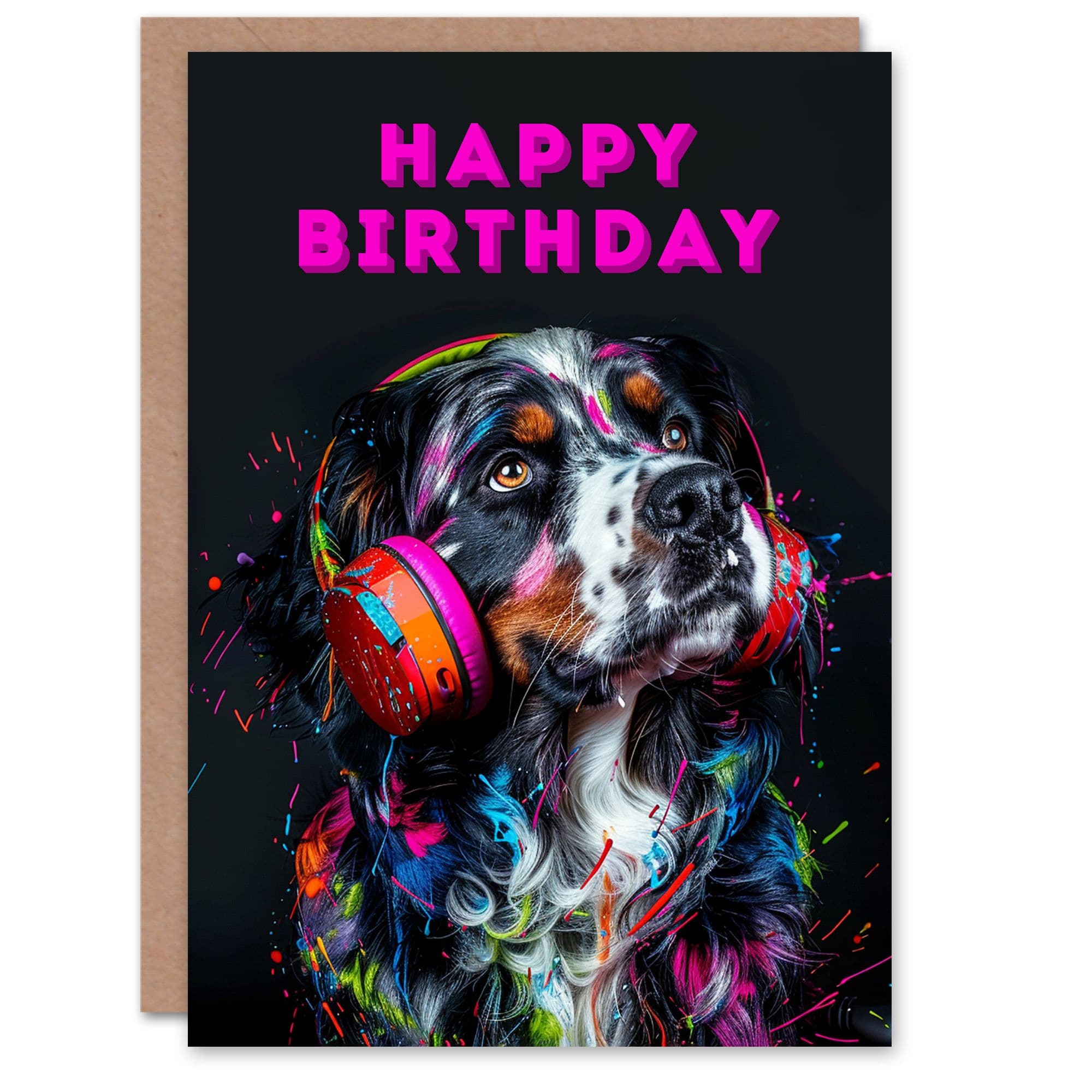 Appenzeller Sennenhund Headphones DJ Dog Lover Birthday Card
