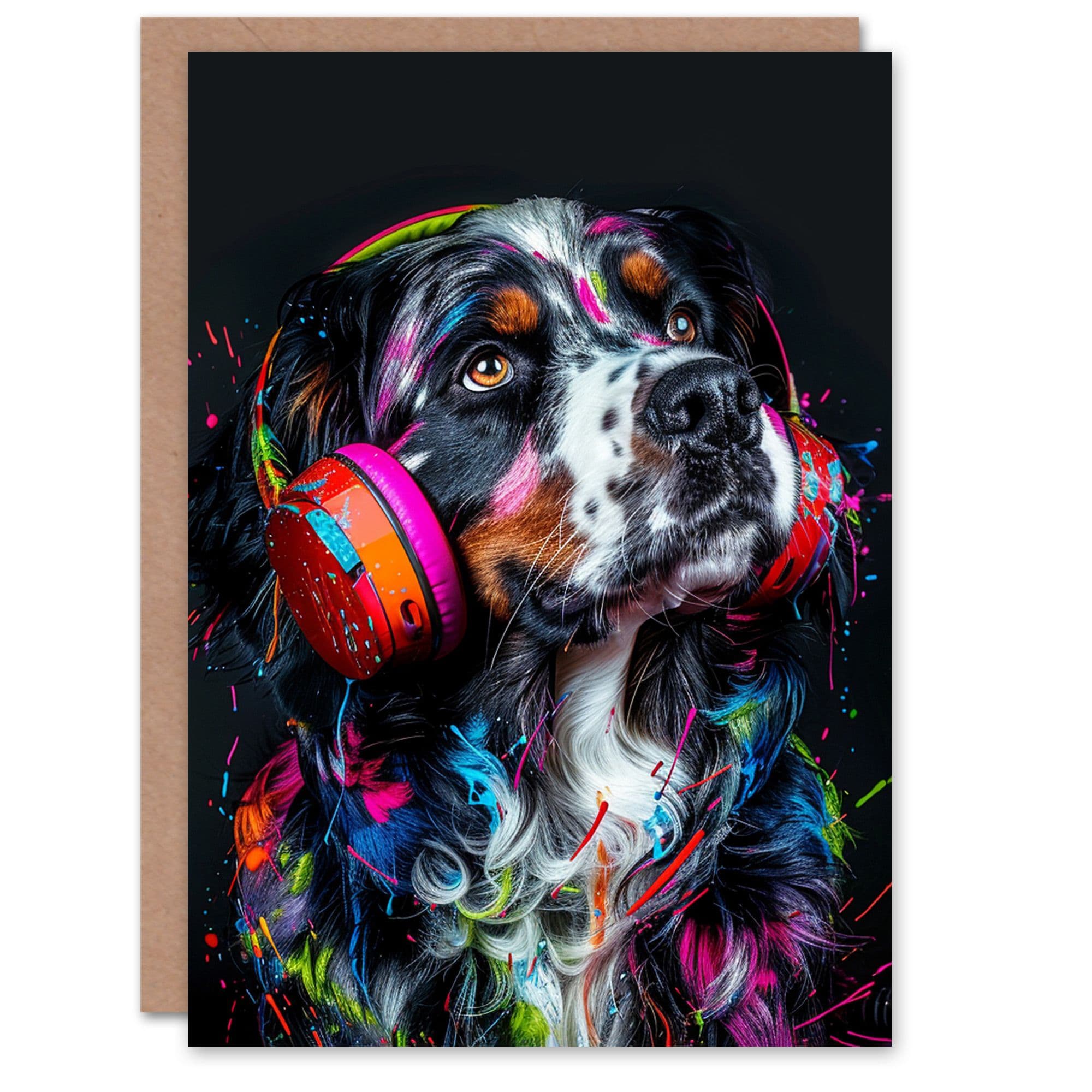 Dog Lover Appenzeller Sennenhund in Headphones Birthday Card