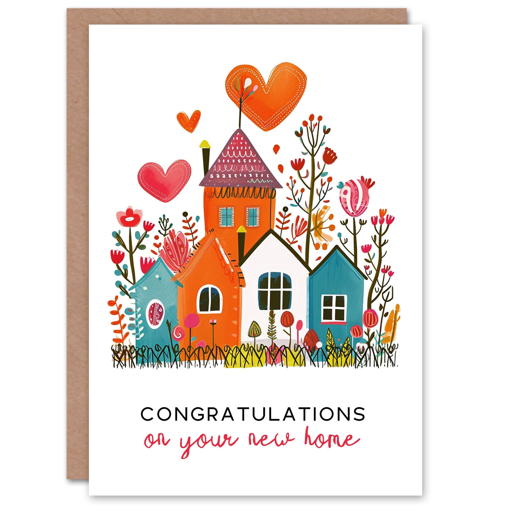 Floral Scandi Pattern Home Congratulations Housewarming Card