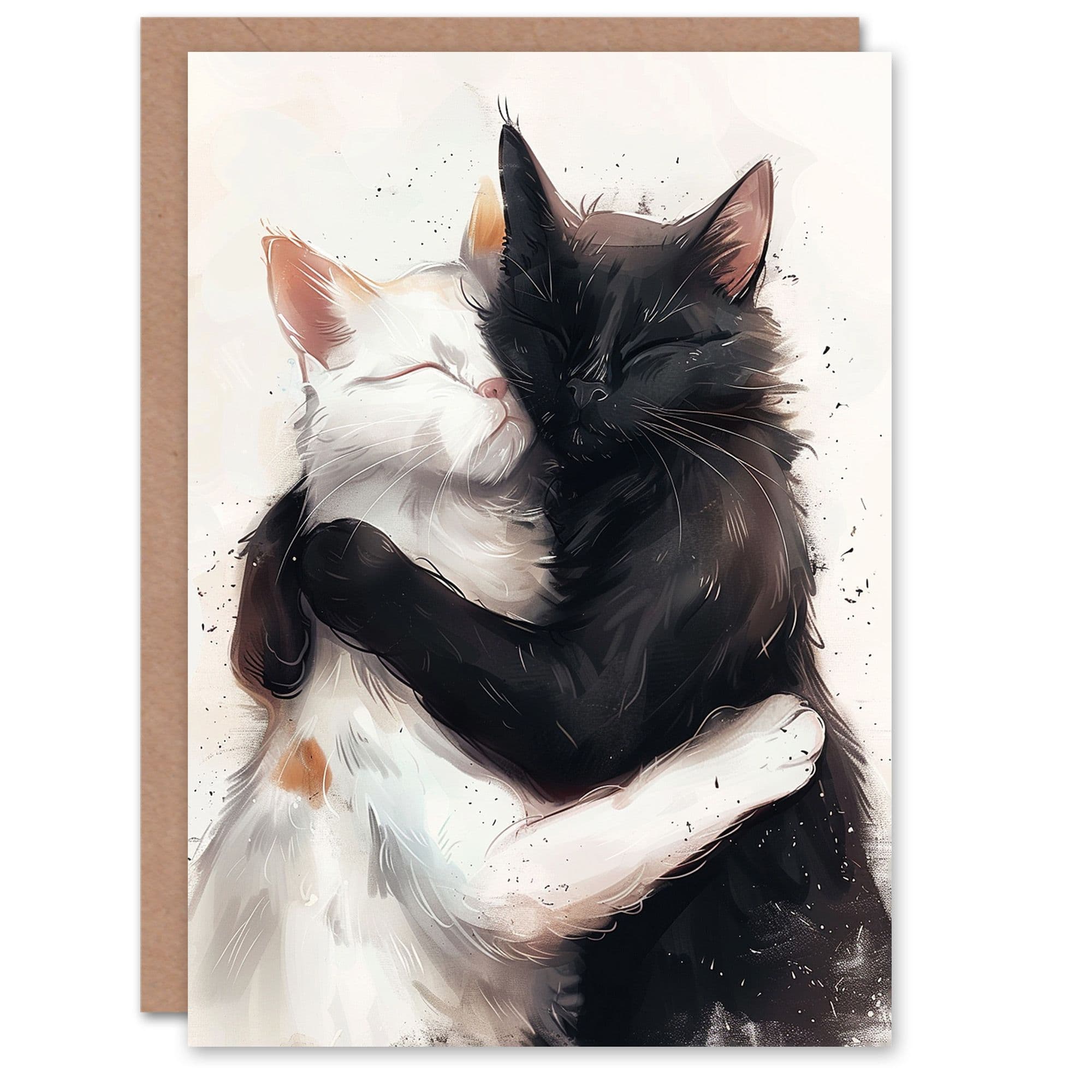 Sleeping White Cat Lover Hug Birthday Card