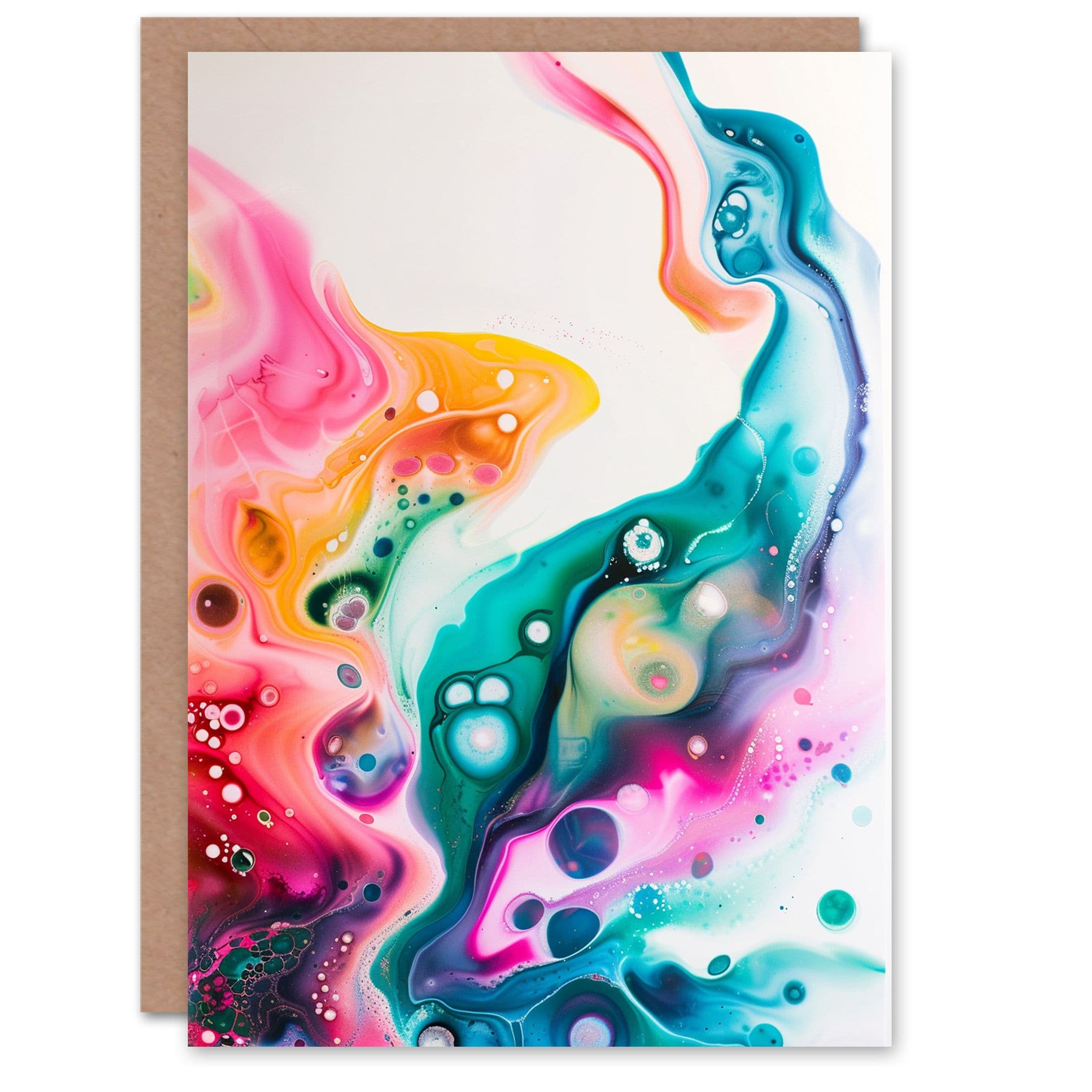 Abstract Rainbow Dreamy Fluid Art Painting Birthday Card