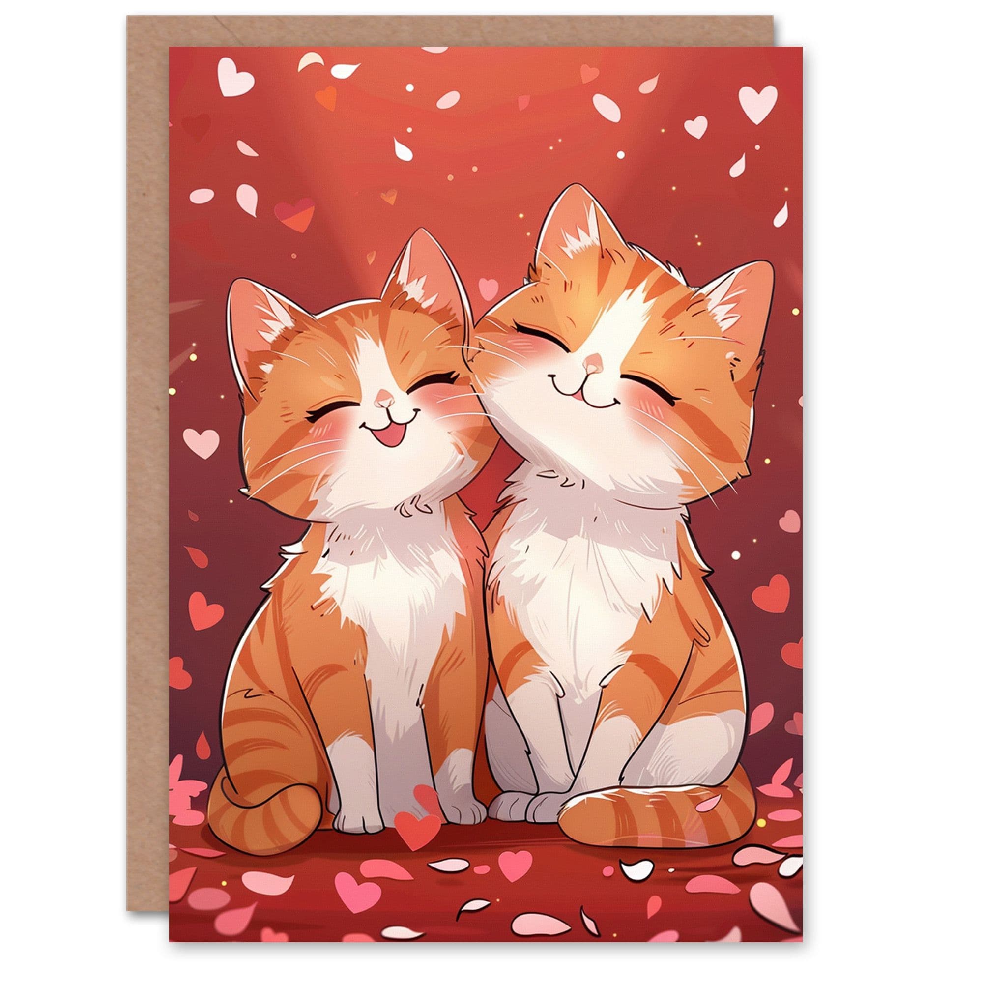 Cute Kawaii Cartoon Tabby Cats Lover Birthday Card